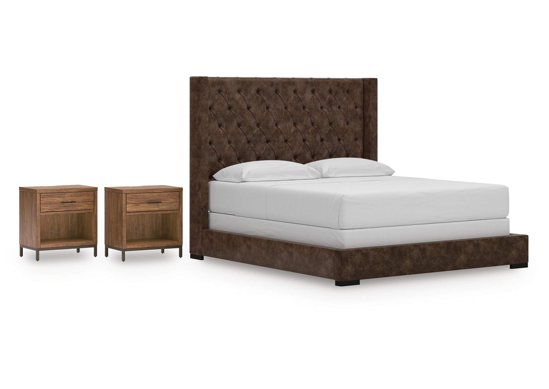 Steenlage California King Upholstered Bed and 2 Nightstands image 1