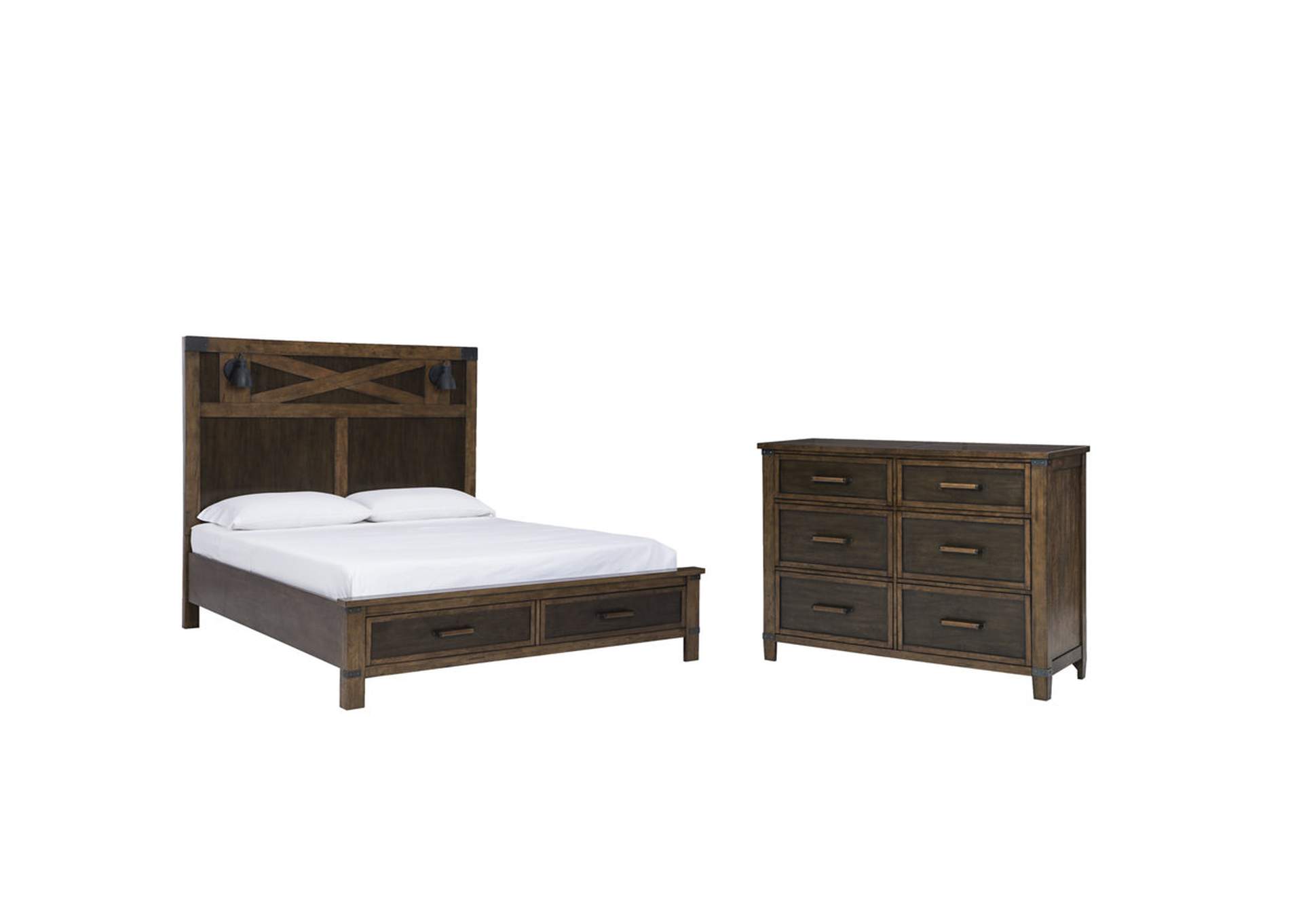Wyattfield Queen Panel Bed with Storage with Dresser