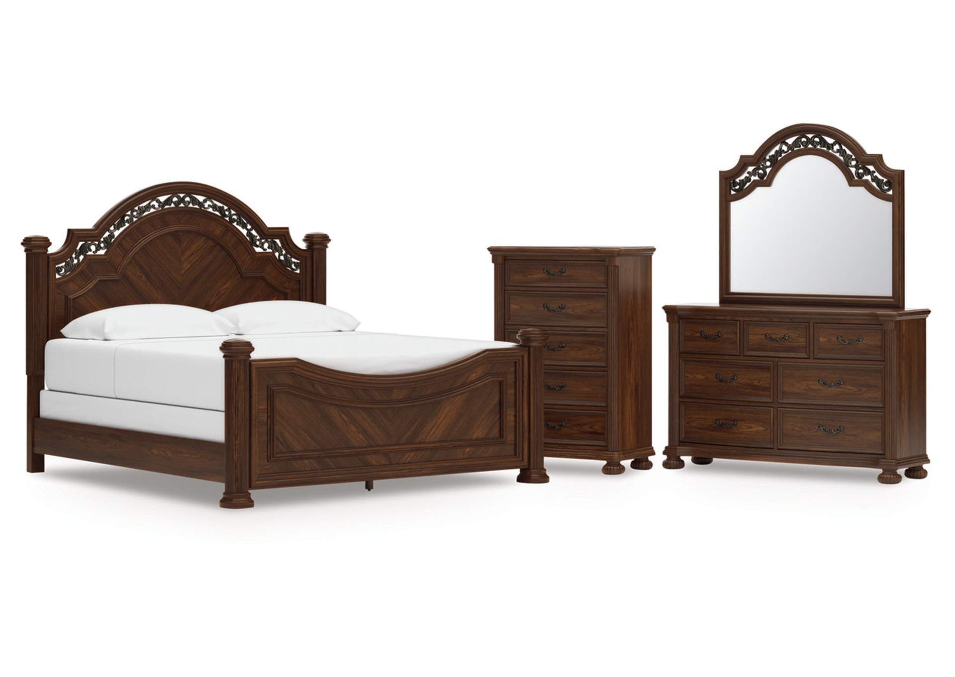 Lavinton King Poster Bed with Mirrored Dresser and Chest image 1