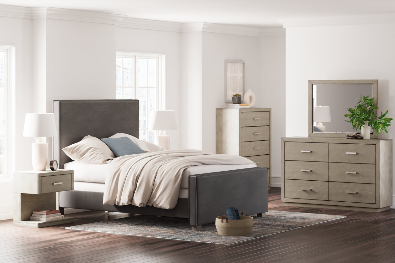 Krystanza Queen Upholstered Panel Bed