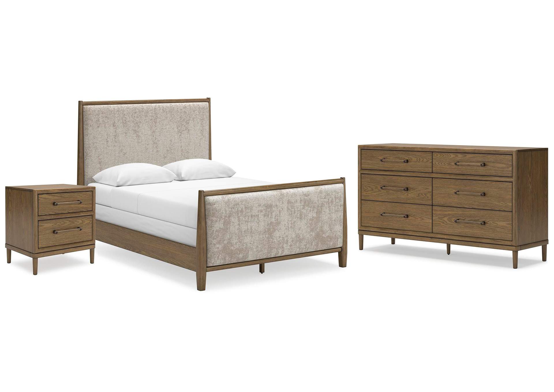 Roanhowe Queen Upholstered Bed with Dresser and Nightstand image 1