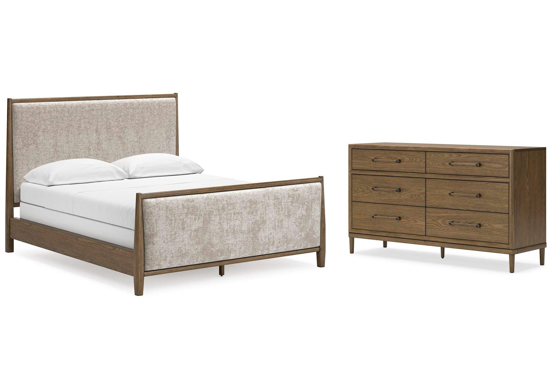 Roanhowe California King Upholstered Bed with Dresser image 1