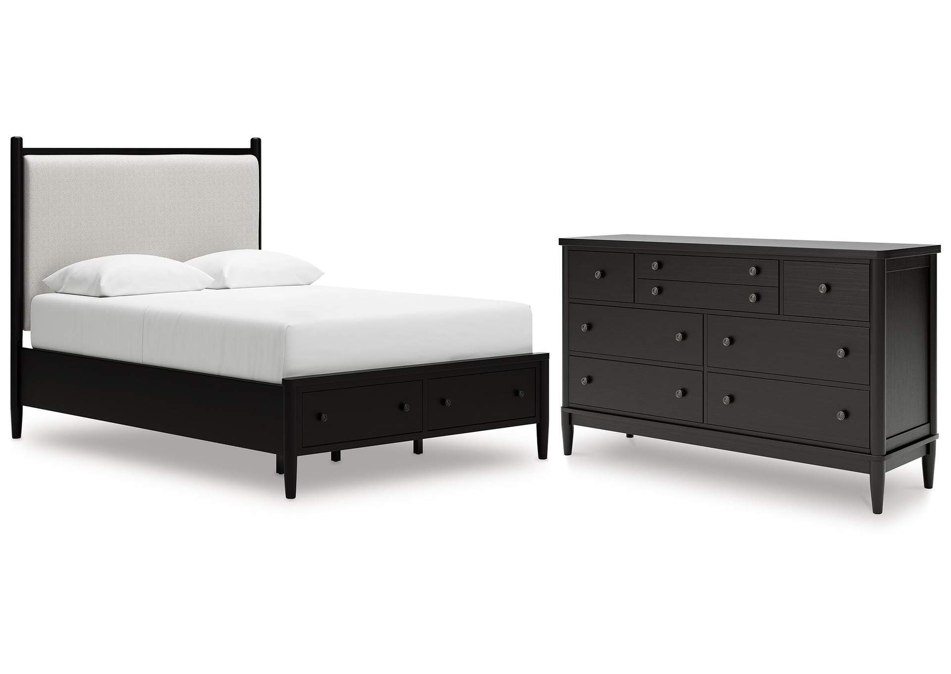 Portdown Queen Upholstered Panel Storage Bed and Dresser image 1