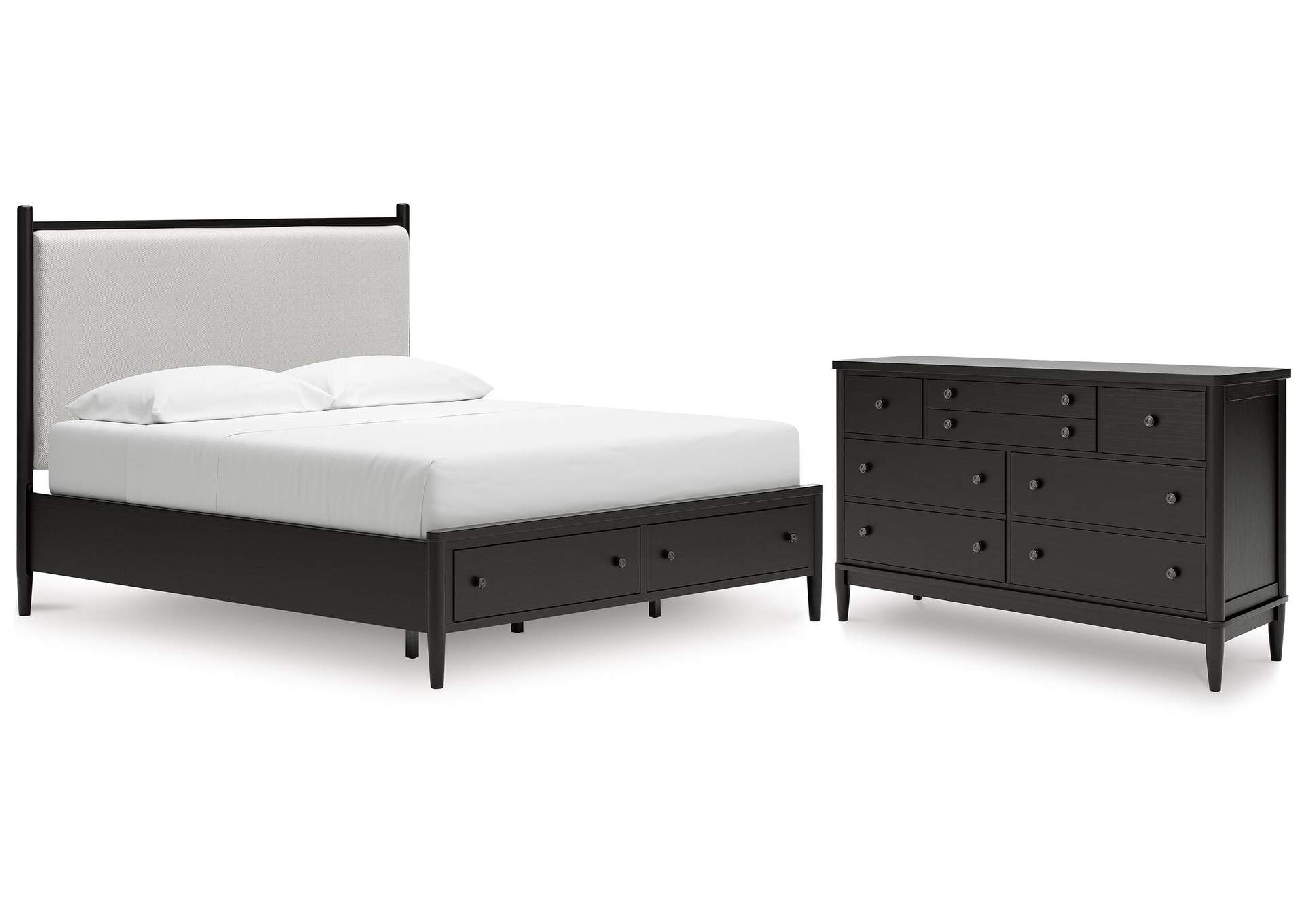 Portdown King Upholstered Panel Storage Bed and Dresser image 1