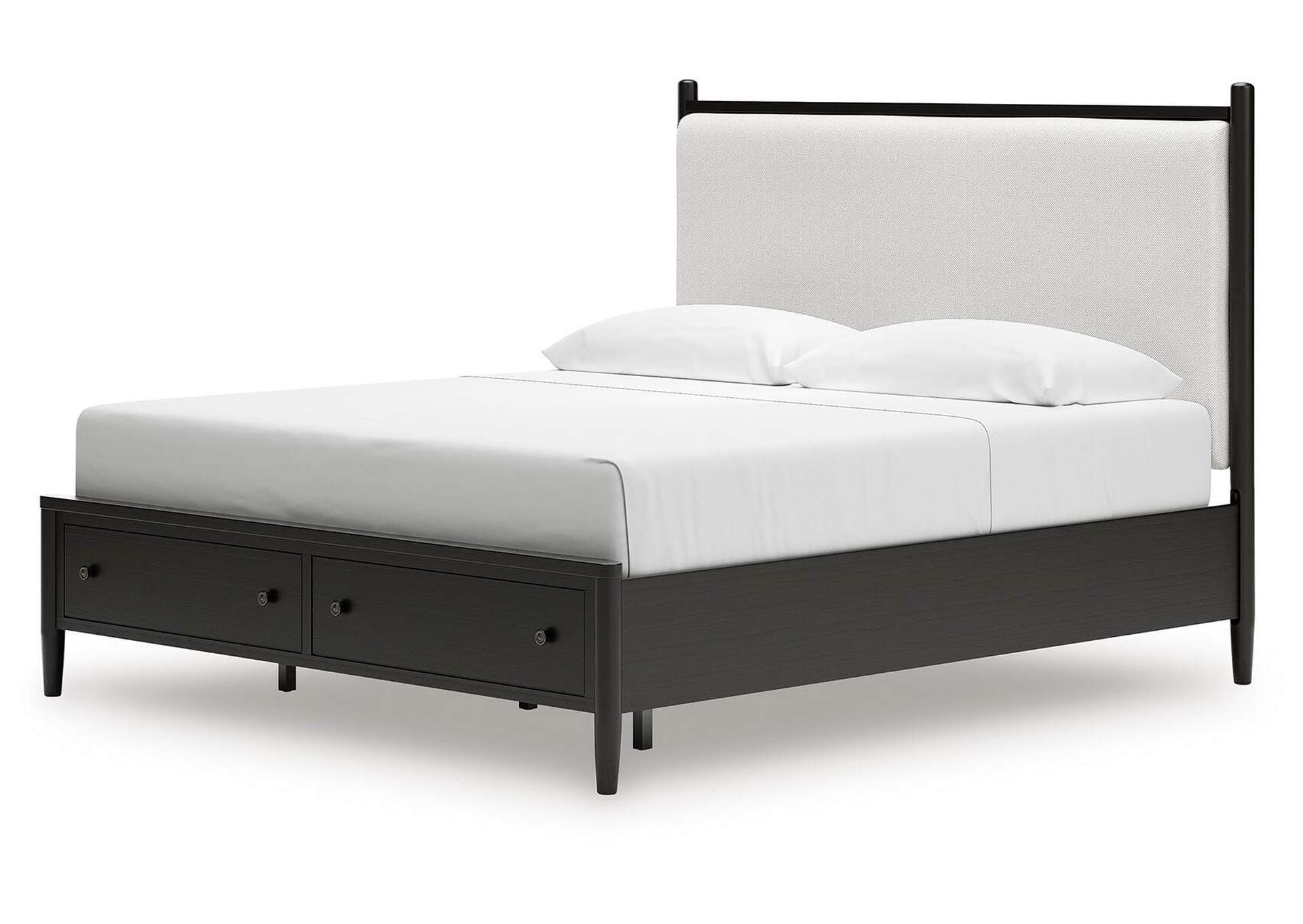Portdown California King Upholstered Panel Storage Bed with Mirrored Dresser image 11