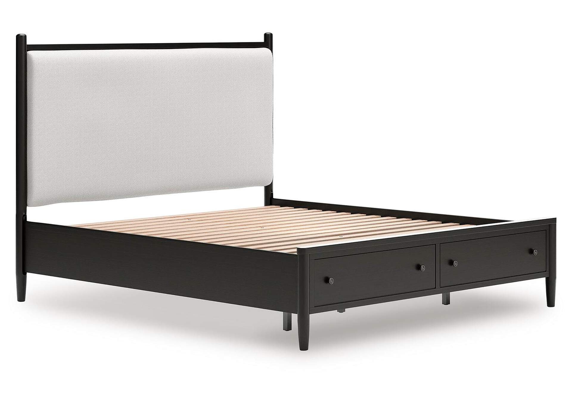 Portdown California King Upholstered Panel Storage Bed with Mirrored Dresser image 10