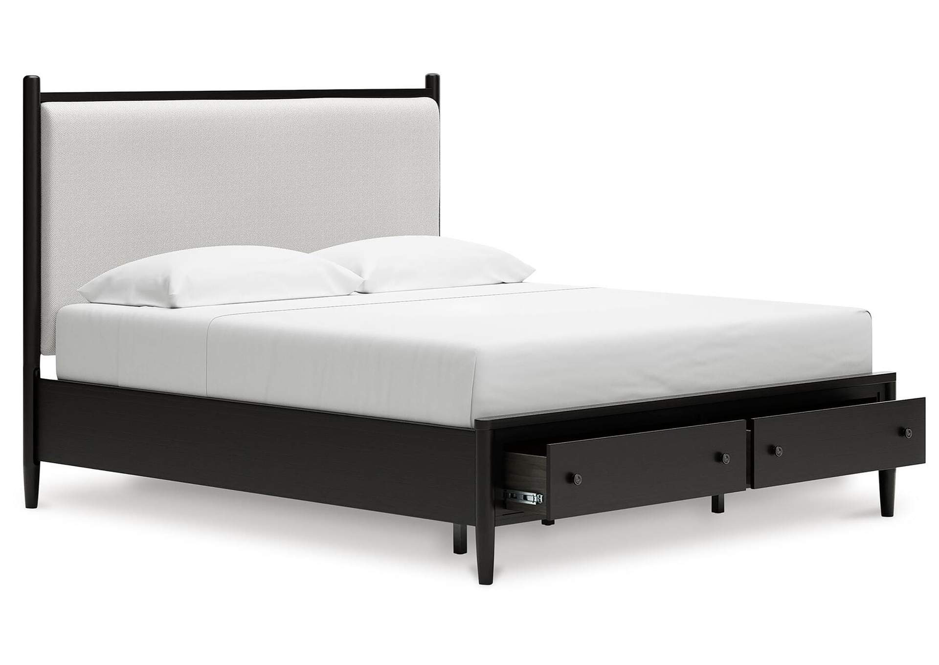 Portdown California King Upholstered Panel Storage Bed with Mirrored Dresser image 14