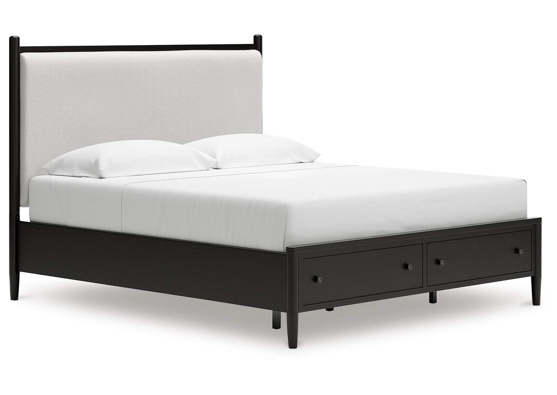 Portdown California King Upholstered Panel Storage Bed with Mirrored Dresser image 15