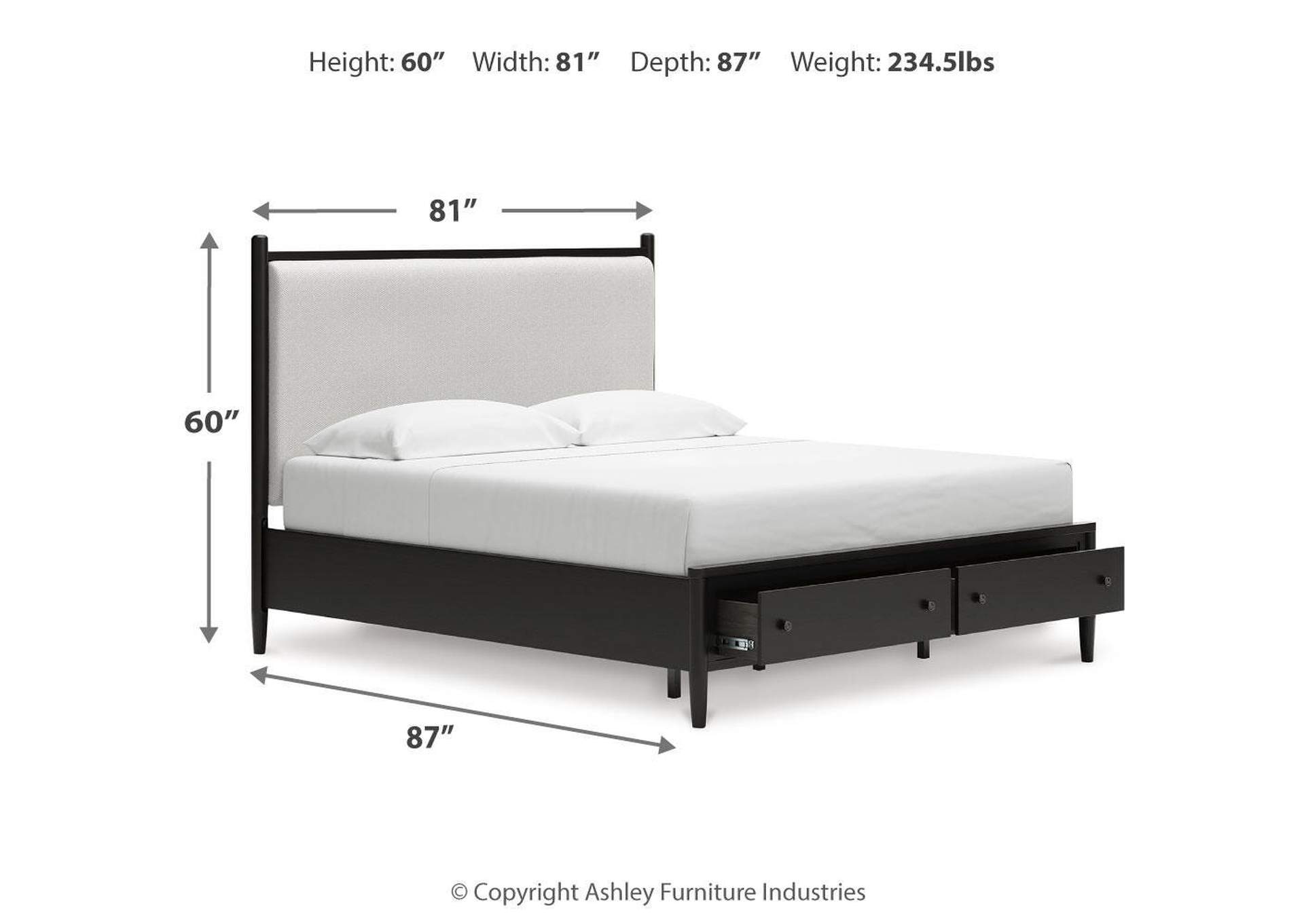 Portdown California King Upholstered Panel Storage Bed with Mirrored Dresser image 9