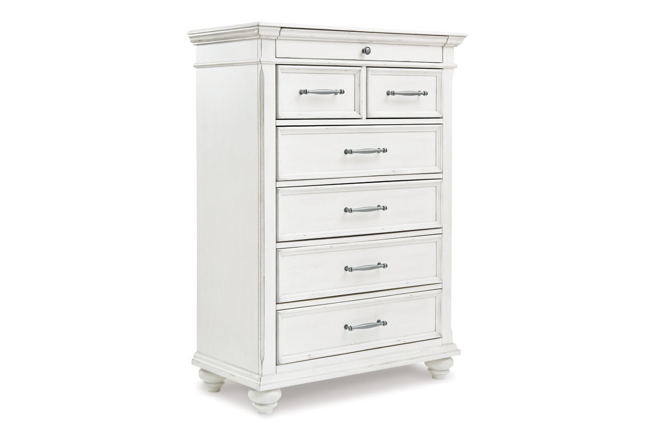 Kanwyn King Panel Bed with Mirrored Dresser, Chest and 2 Nightstands