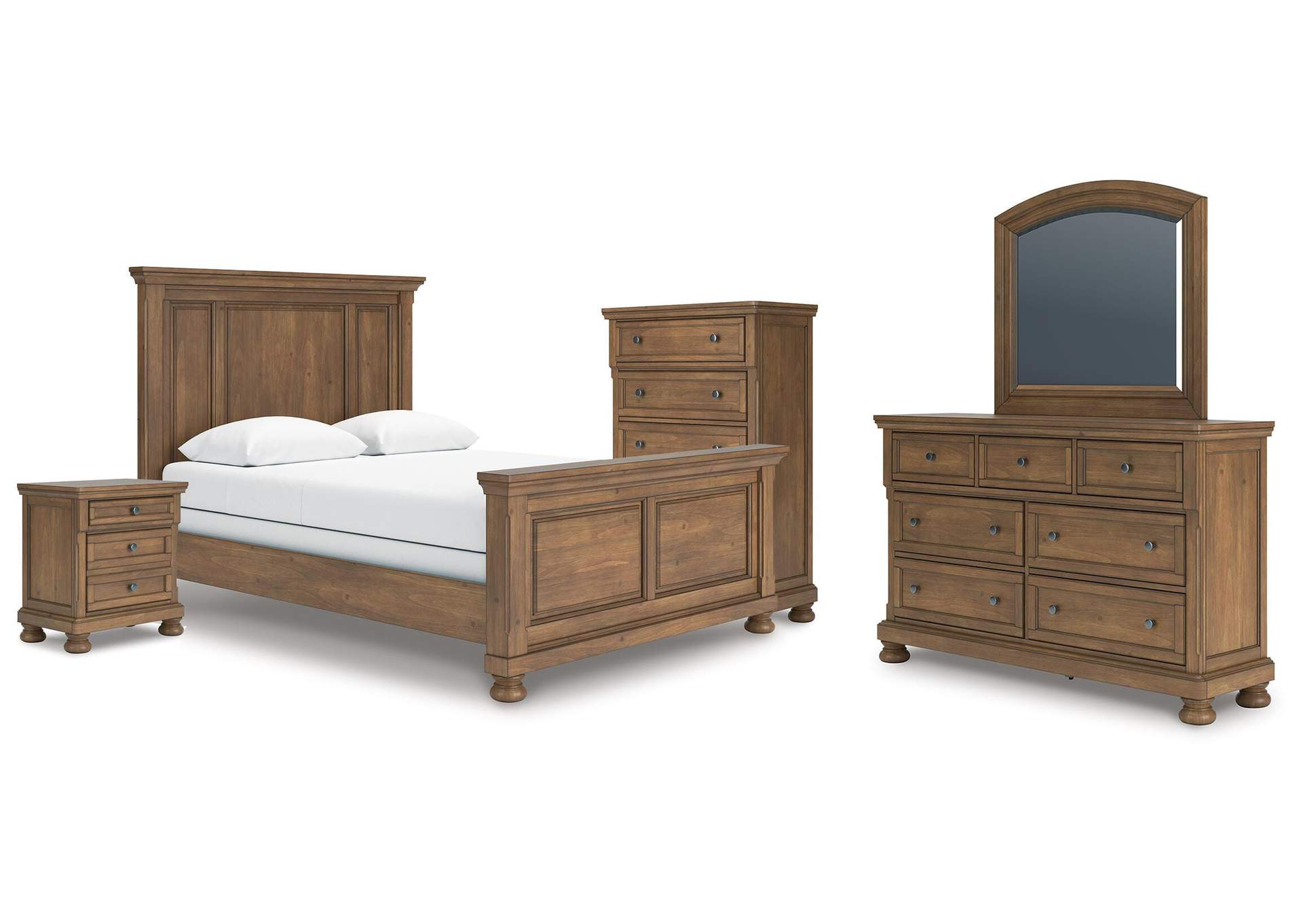 Feddinger Queen Panel Bed, Dresser, Mirror, Chest and Nightstand image 1