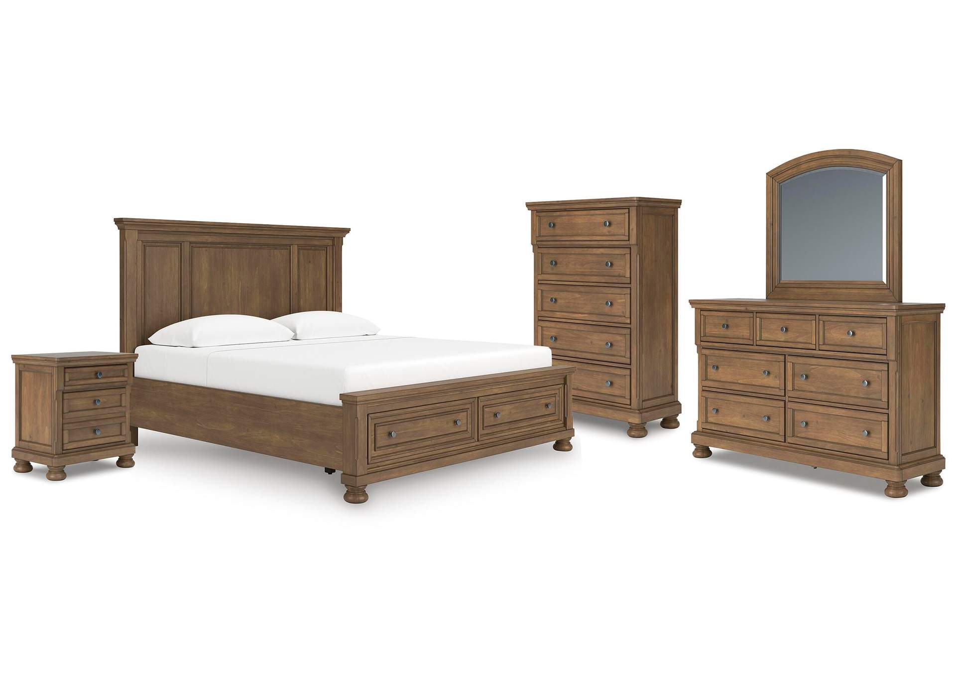 Feddinger King Panel Storage Bed, Dresser, Mirror, Chest and Nightstand image 1