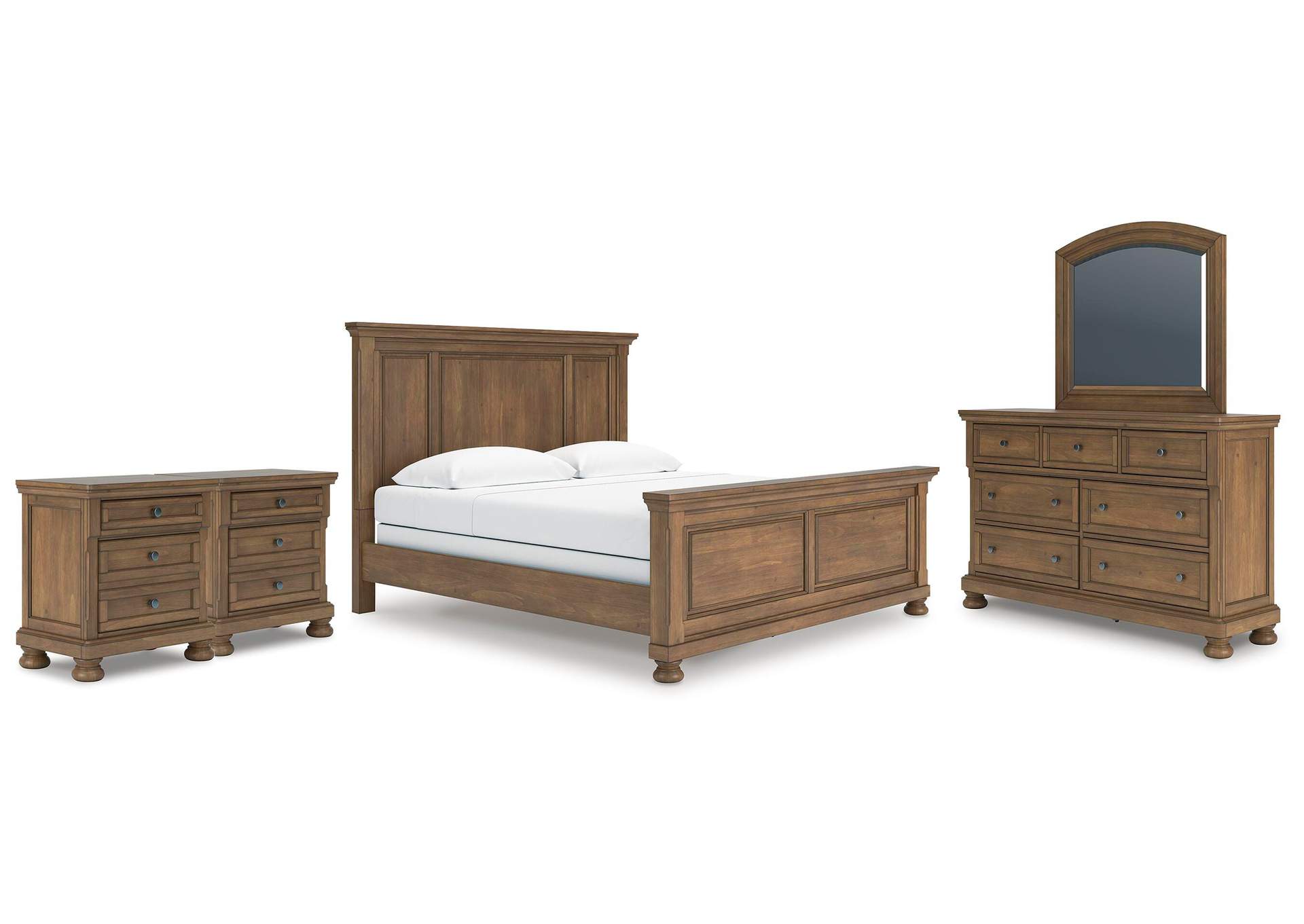 Vandenmore King Panel Bed with Mirrored Dresser and 2 Nightstands image 1