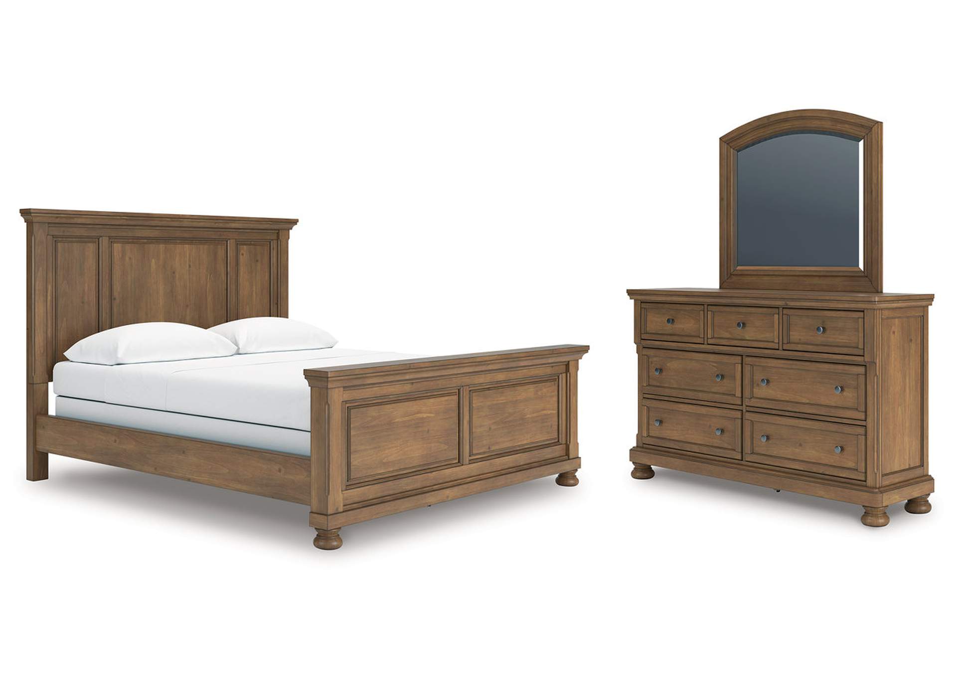 Vandenmore California King Panel Bed with Mirrored Dresser image 1