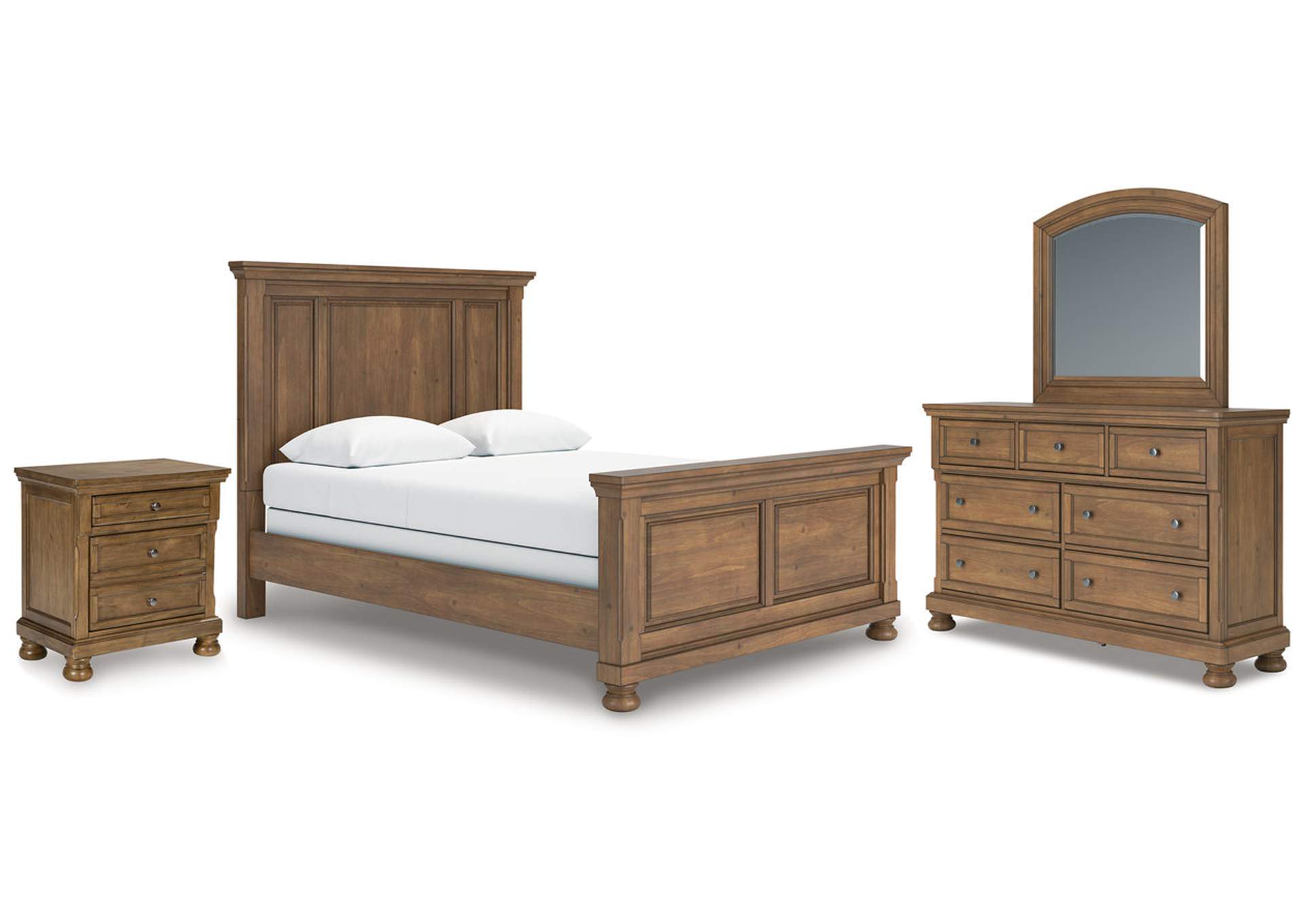 Vandenmore Queen Panel Bed with Mirrored Dresser and Nightstand image 1