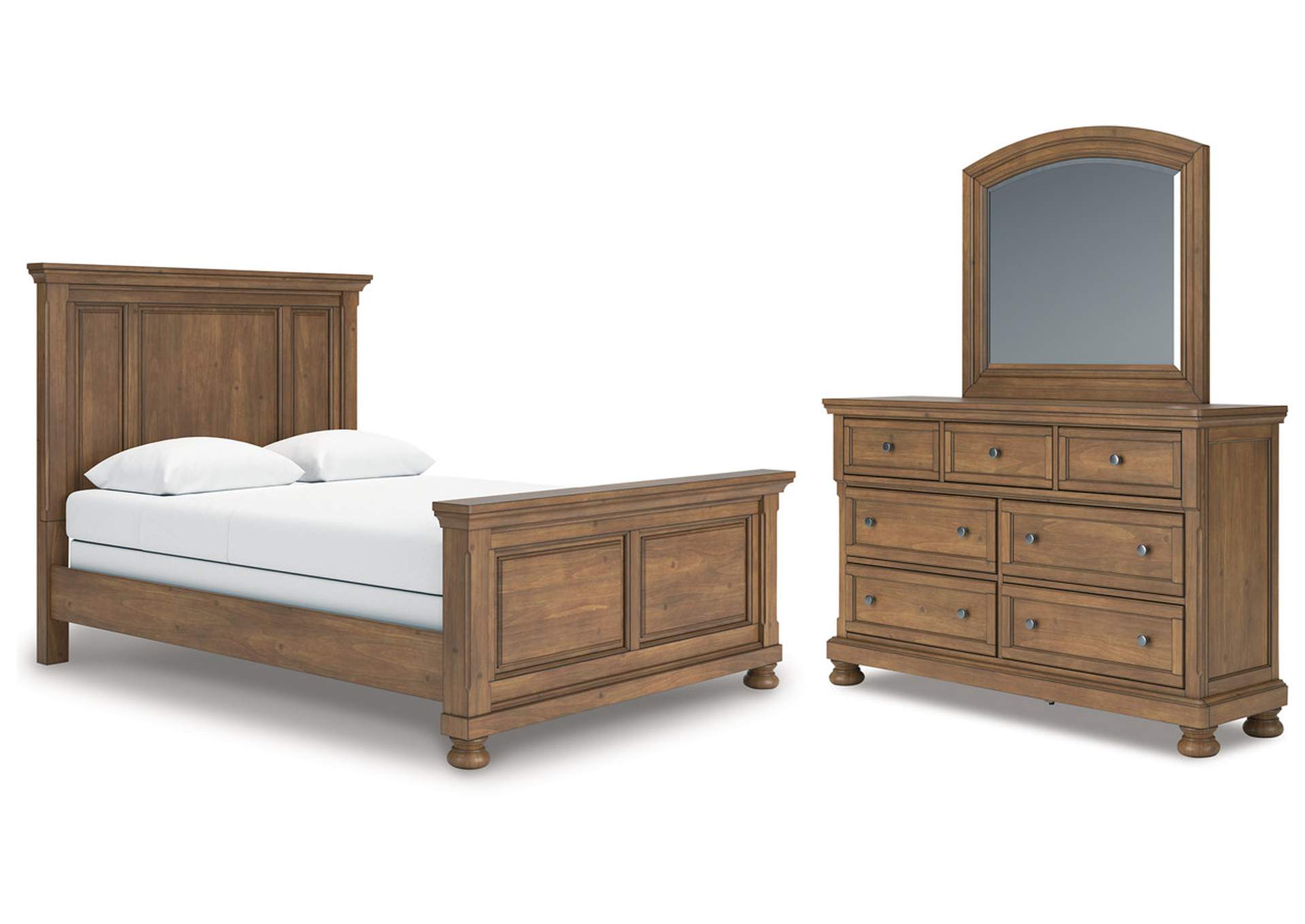 Vandenmore Queen Panel Bed with Mirrored Dresser image 1