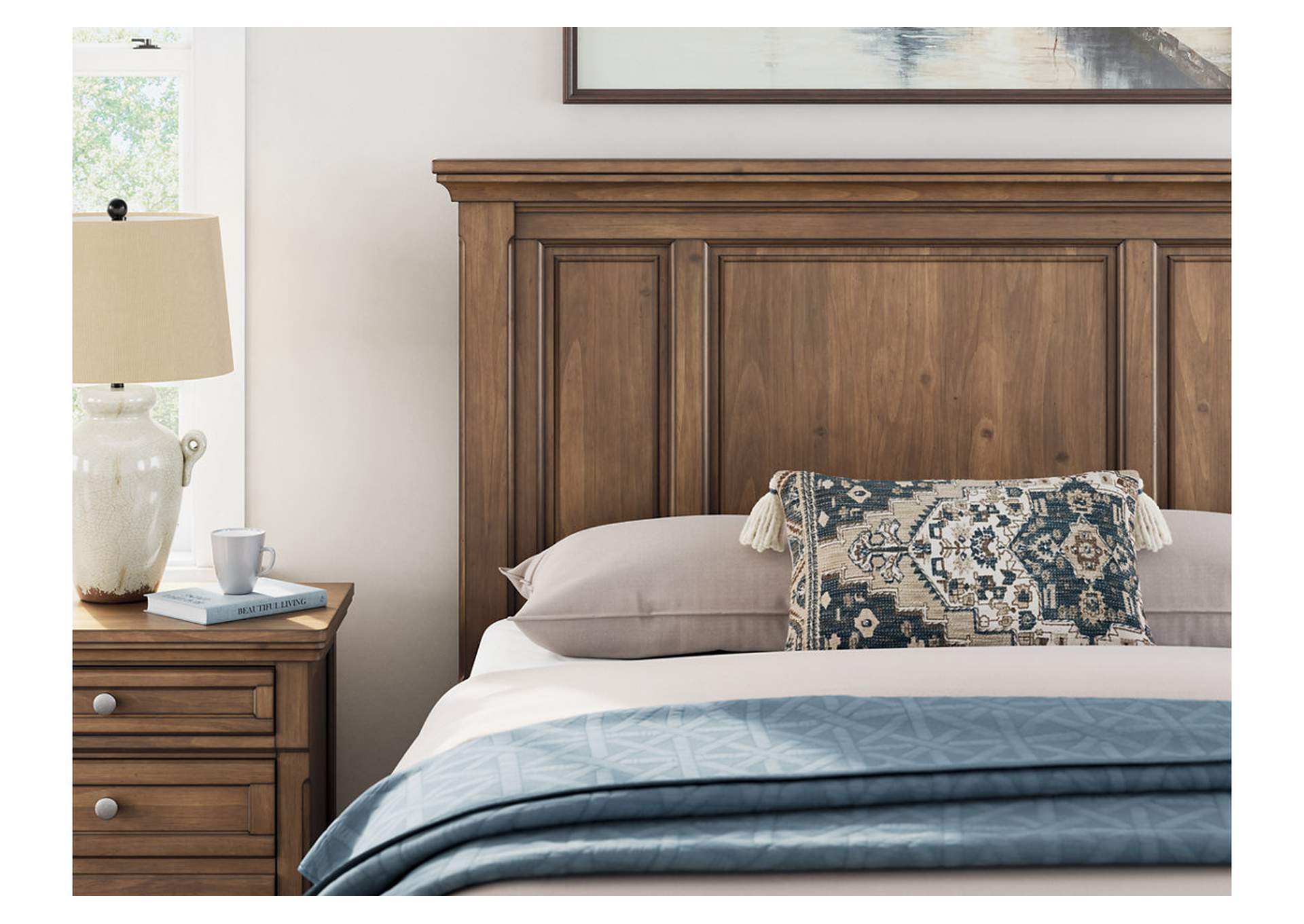 Vandenmore Queen Panel Bed with Mirrored Dresser and Chest image 9