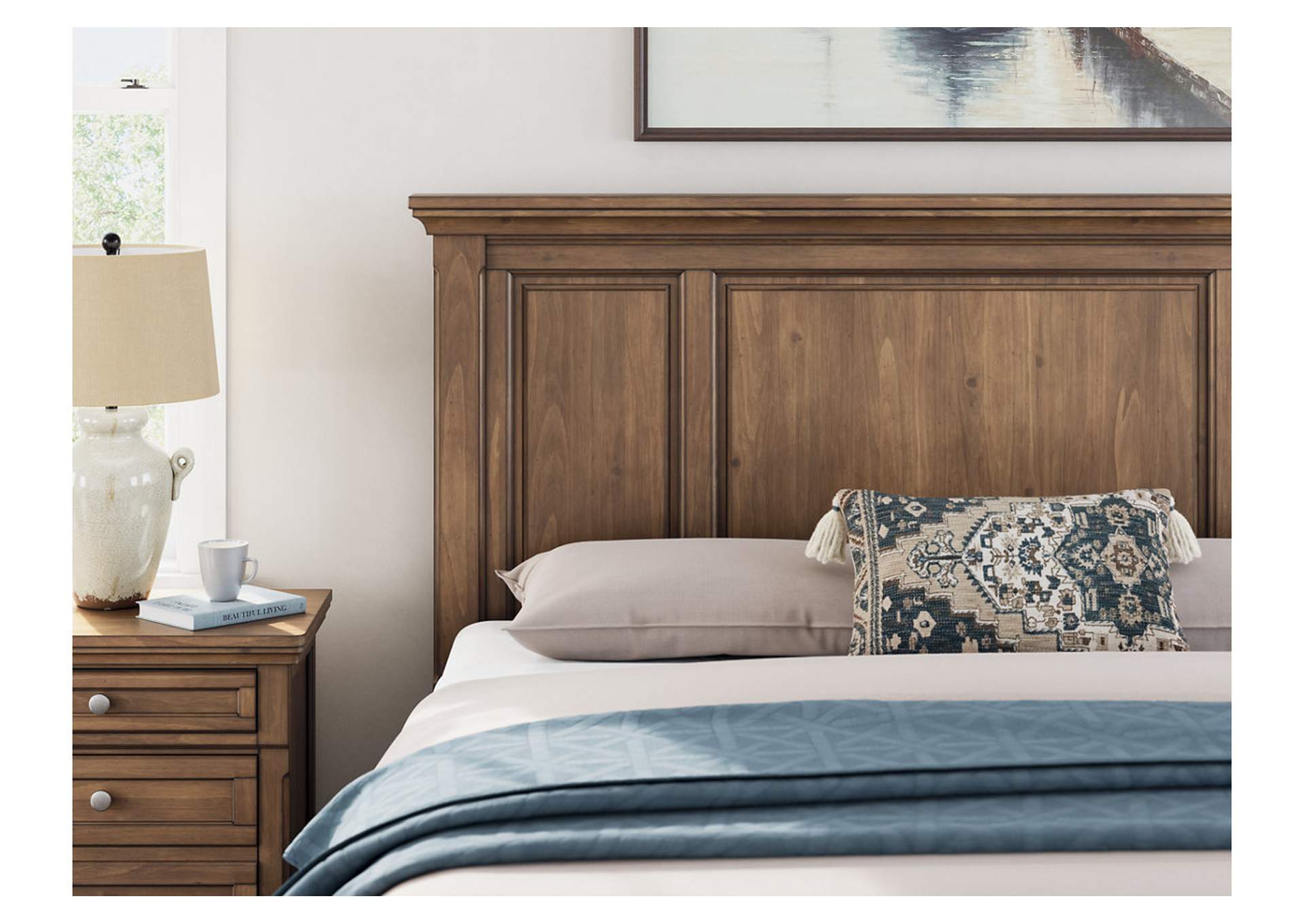 Vandenmore California King Panel Bed with Mirrored Dresser and Nightstand image 8
