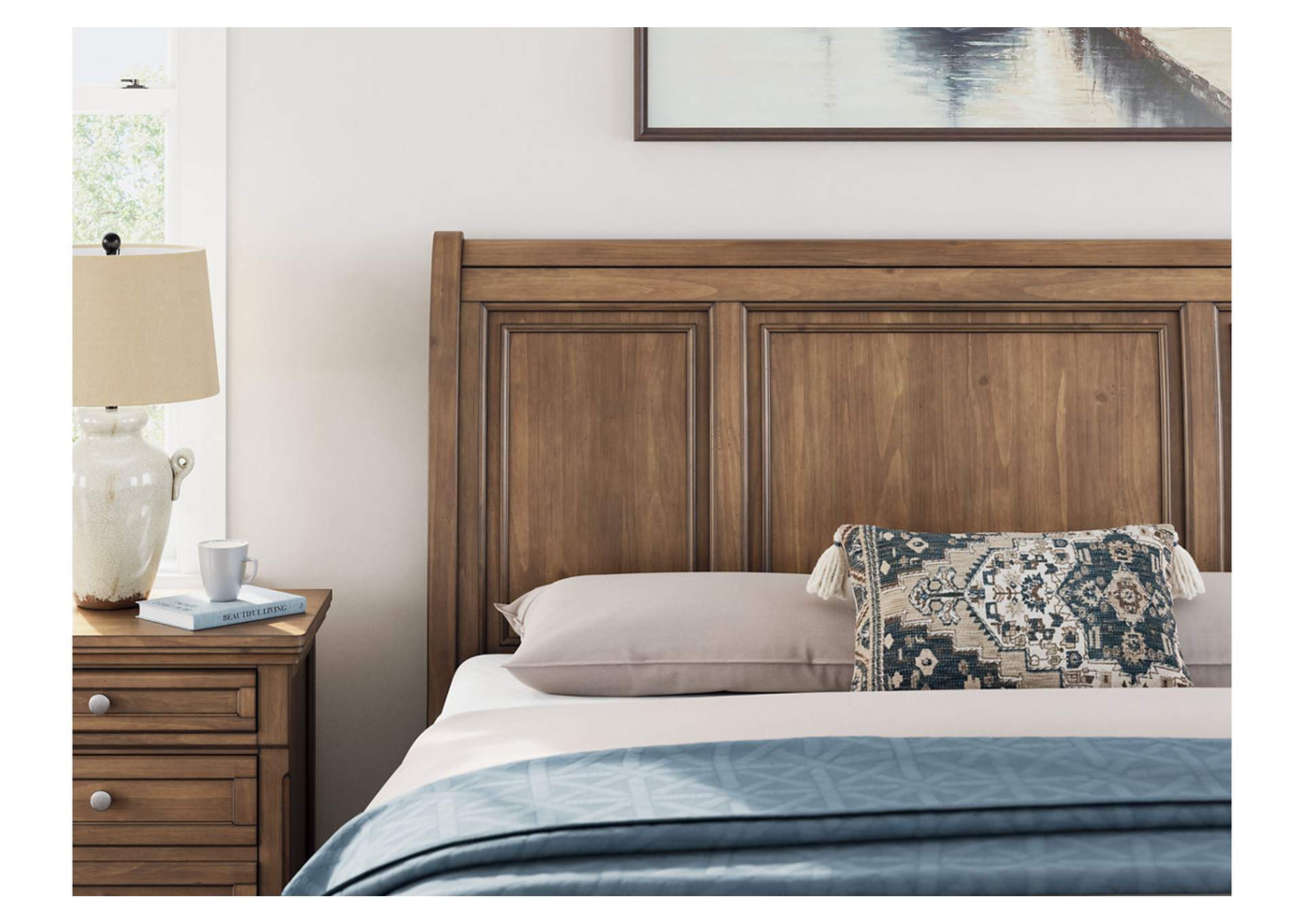 Vandenmore California King Storage Sleigh Bed with Mirrored Dresser, Chest and Nightstand image 19