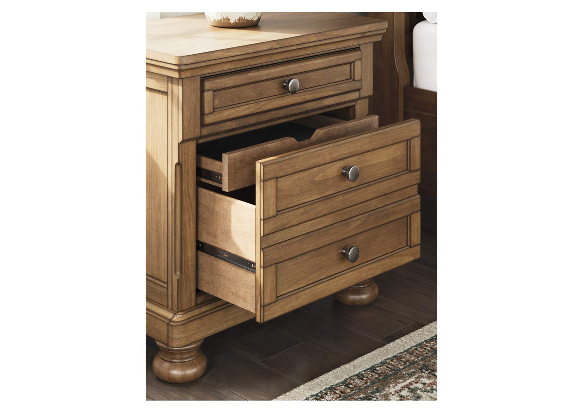 Vandenmore California King Storage Sleigh Bed with Mirrored Dresser, Chest and Nightstand image 21