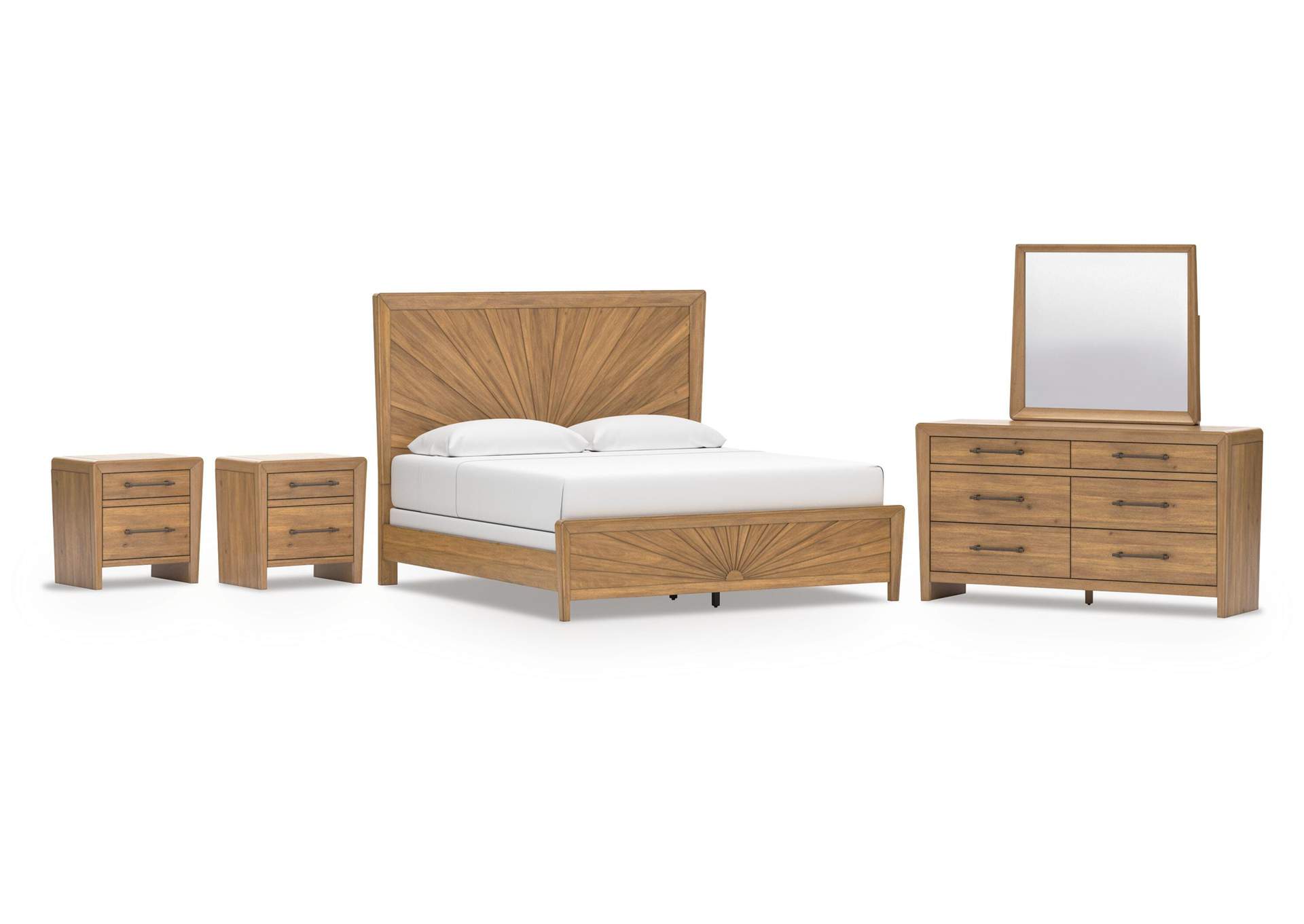 Takston King Panel Bed, Dresser, Mirror and 2 Nightstands image 1