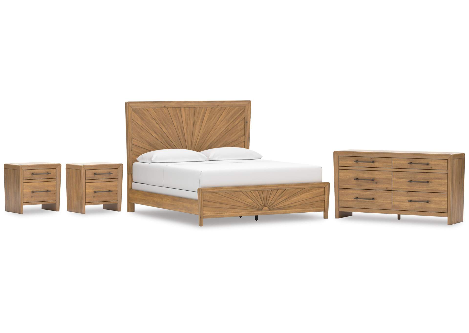 Takston California King Panel Bed, Dresser and 2 Nightstands image 1