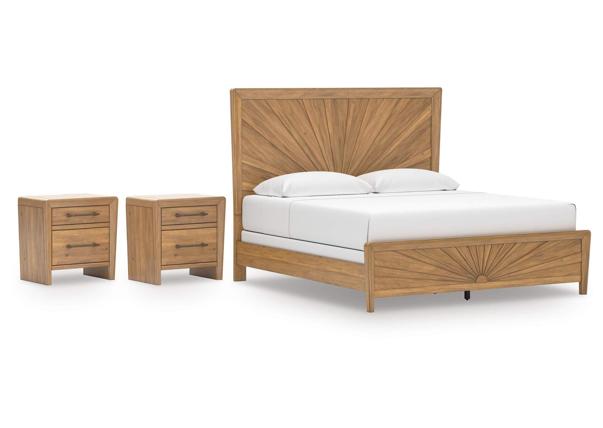 Takston King Panel Bed and 2 Nightstands image 1