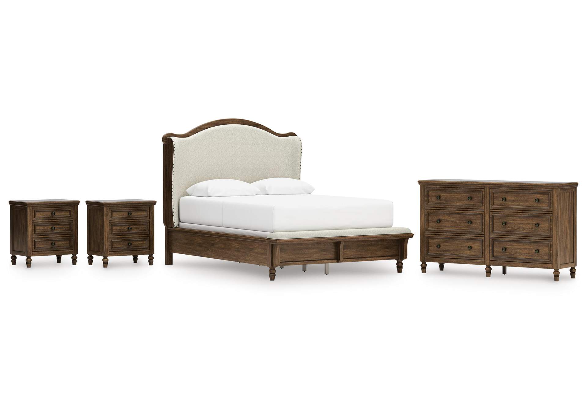 Sturlayne Queen Upholstered Panel Bed, Dresser and 2 Nightstands image 1