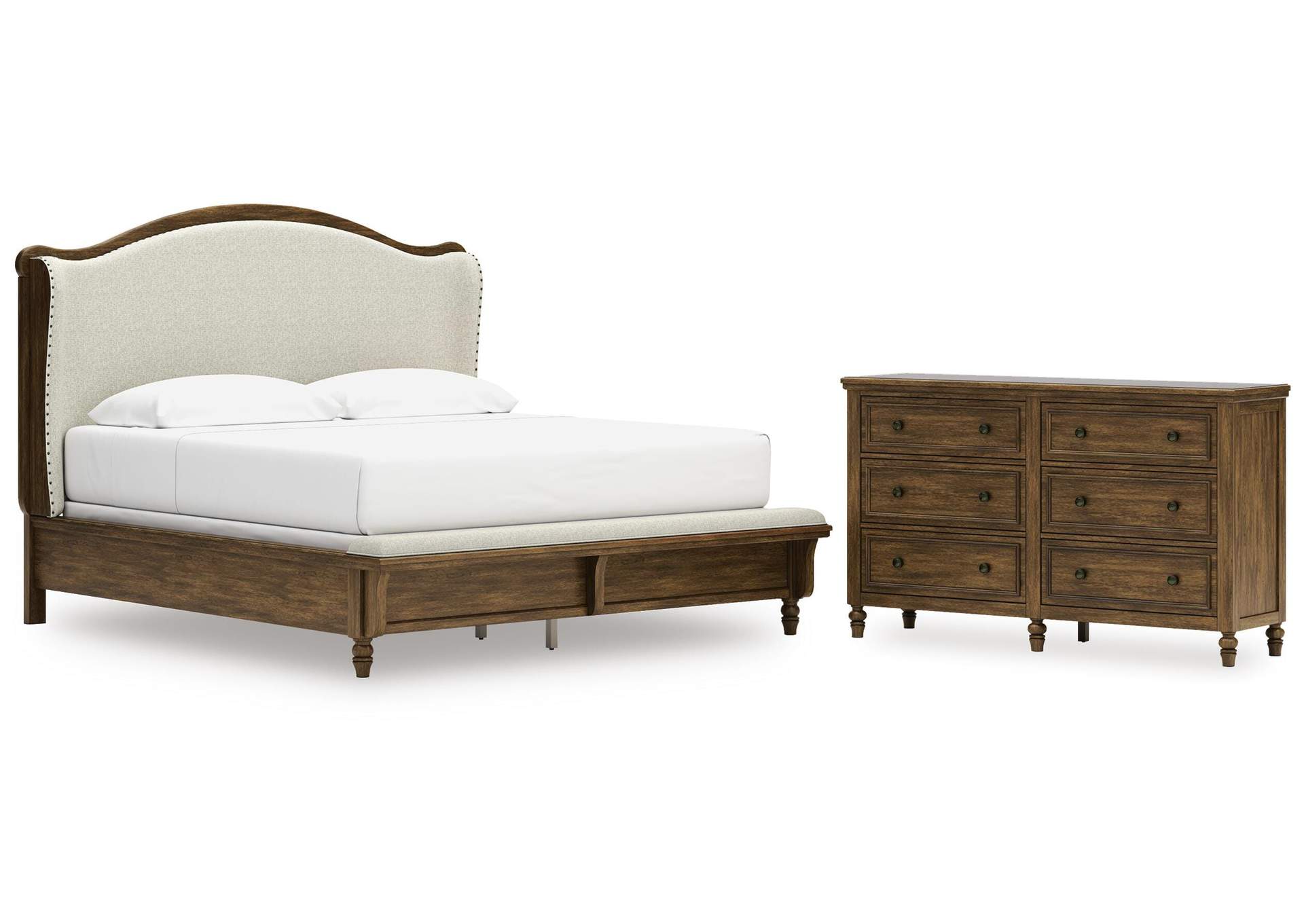 Sturlayne King Upholstered Panel Bed and Dresser image 1