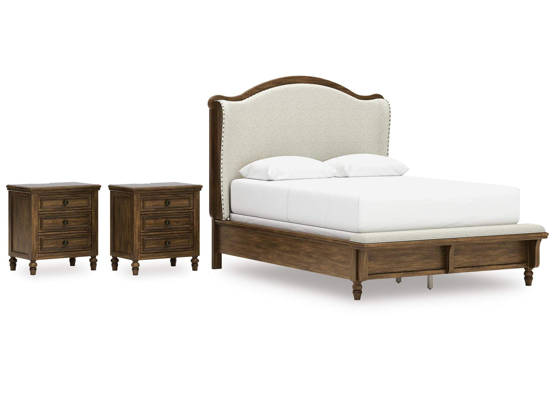 Sturlayne Queen Upholstered Panel Bed and 2 Nightstands image 1