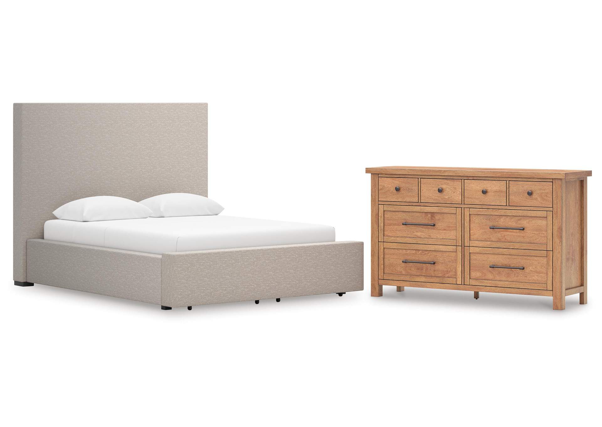 Kristiland Queen Upholstered Storage Bed with Dresser image 1