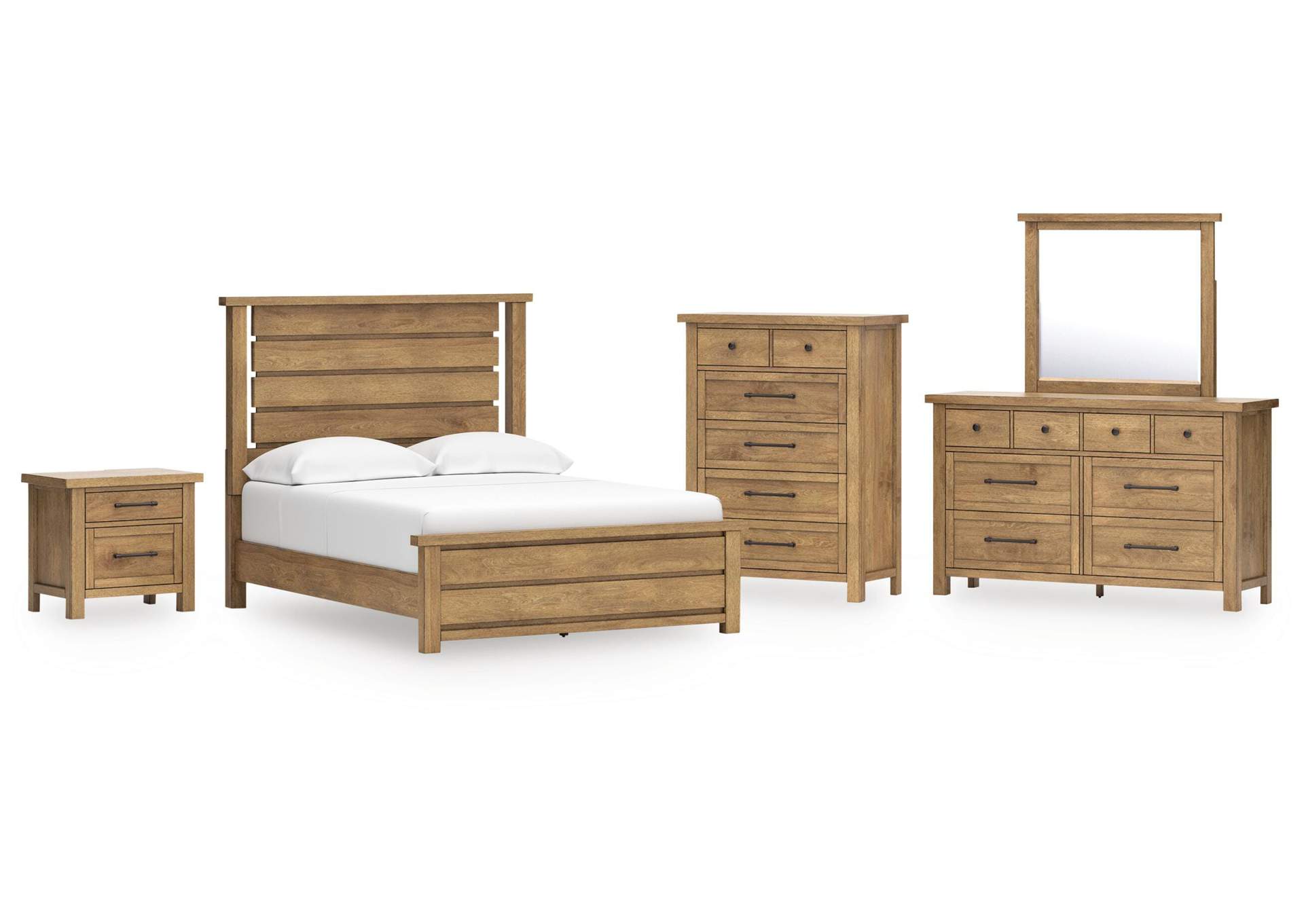 Kristiland Queen Panel Bed, Dresser, Mirror, Chest and Nightstand image 1