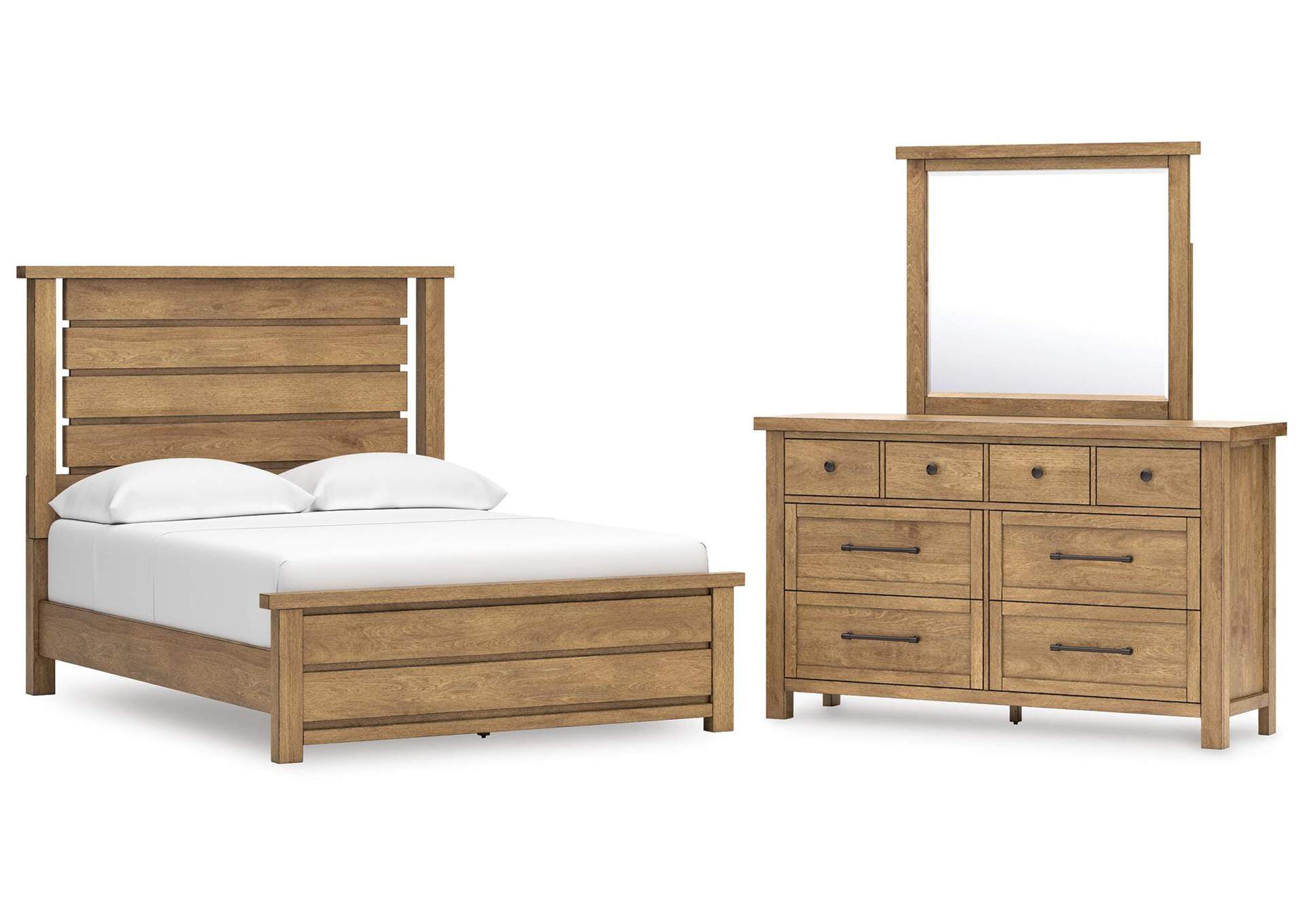 Kristiland Queen Panel Bed with Mirrored Dresser image 1