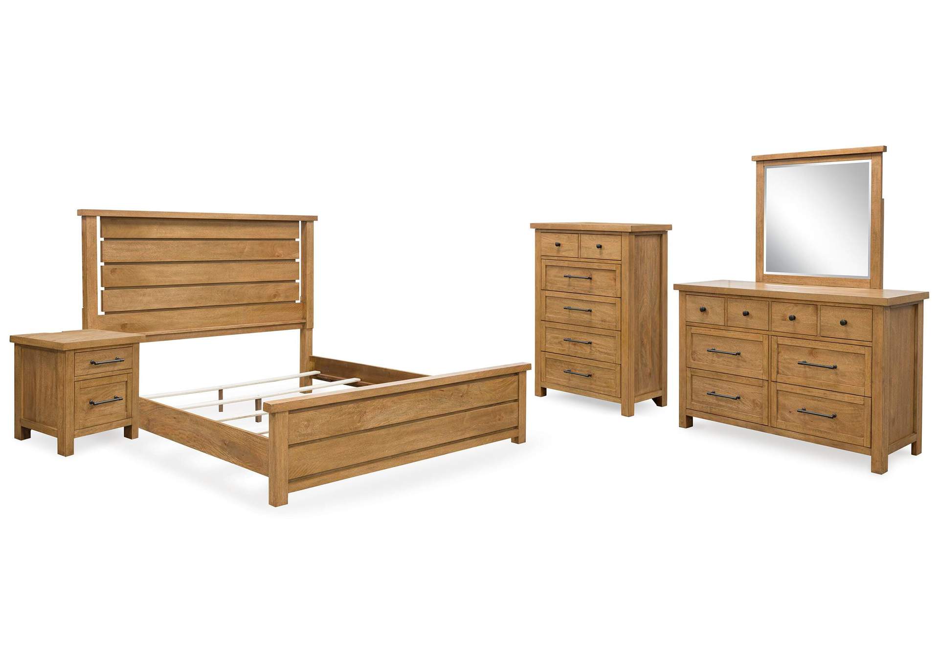 Kristiland King Panel Bed, Dresser, Mirror, Chest and Nightstand image 1