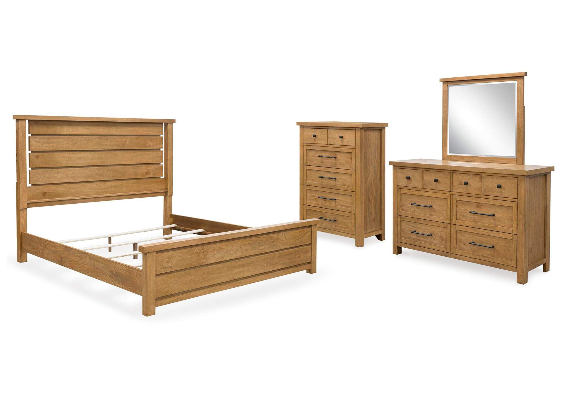 Kristiland King Panel Bed, Dresser, Mirror and Chest