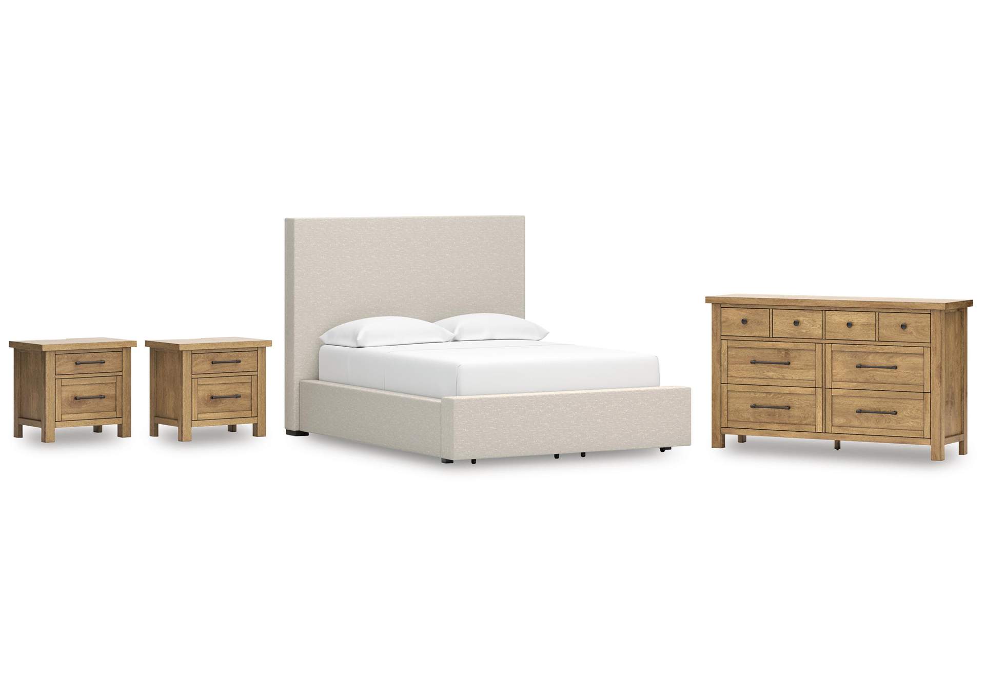 Kristiland Queen Upholstered Storage Bed with Dresser and 2 Nightstands image 1