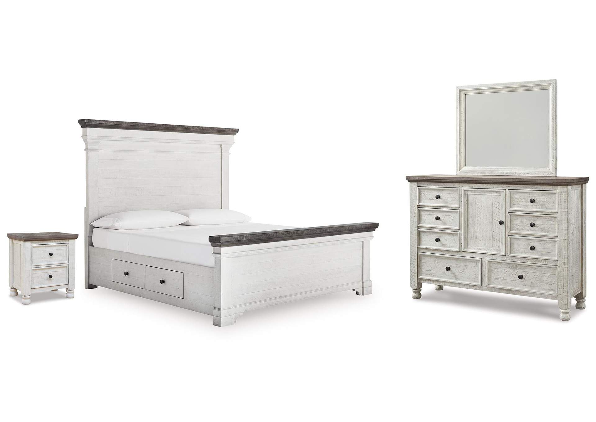 Havalance King Panel Storage Bed, Dresser, Mirror and Nightstand image 1
