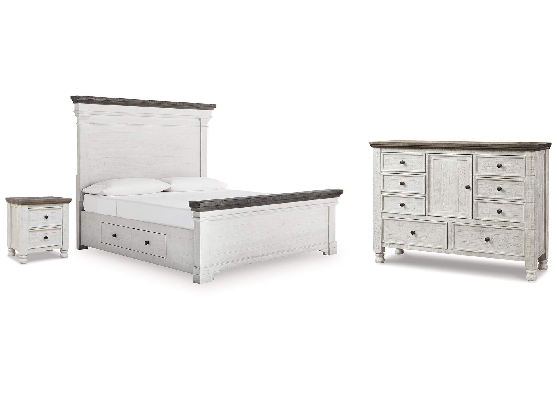 Havalance California King Panel Storage Bed, Dresser and Nightstand image 1