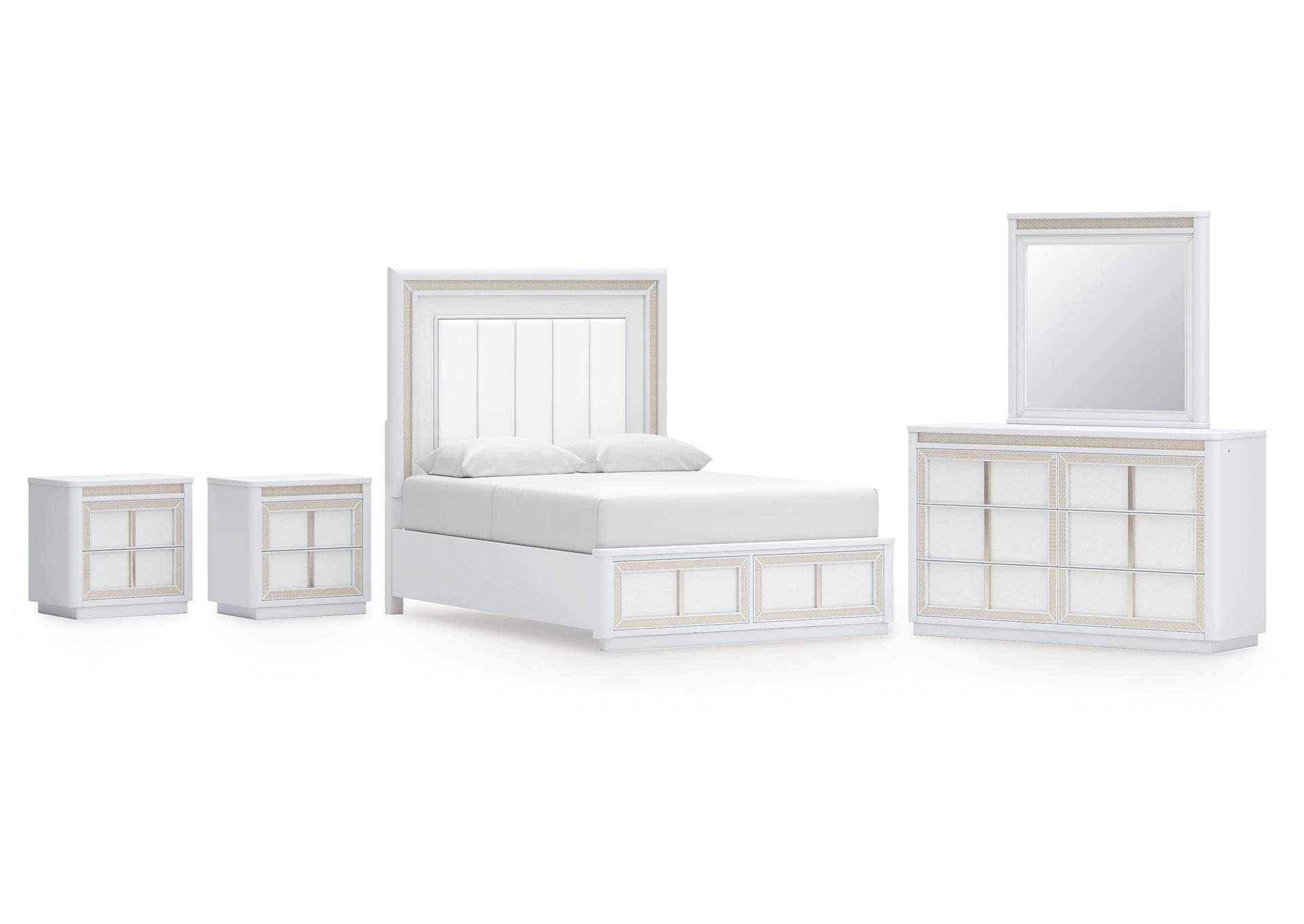 Chalanna Queen Upholstered Storage Bed, Dresser, Mirror and 2 Nightstands image 1