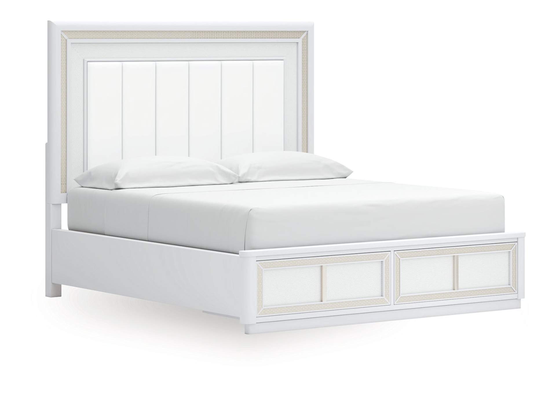 Chalanna California King Upholstered Storage Bed with Mirrored Dresser and Chest image 9