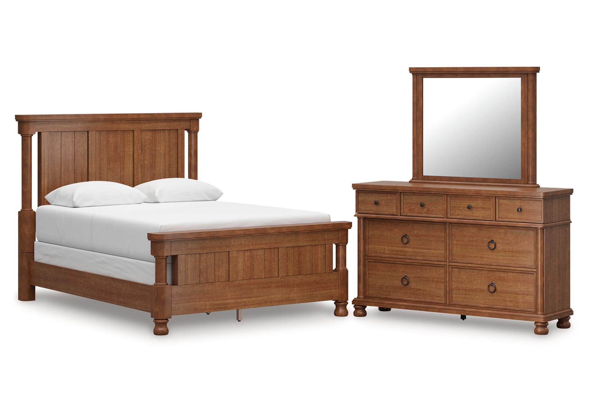 Chadworth Queen Poster Bed with Mirrored Dresser image 1