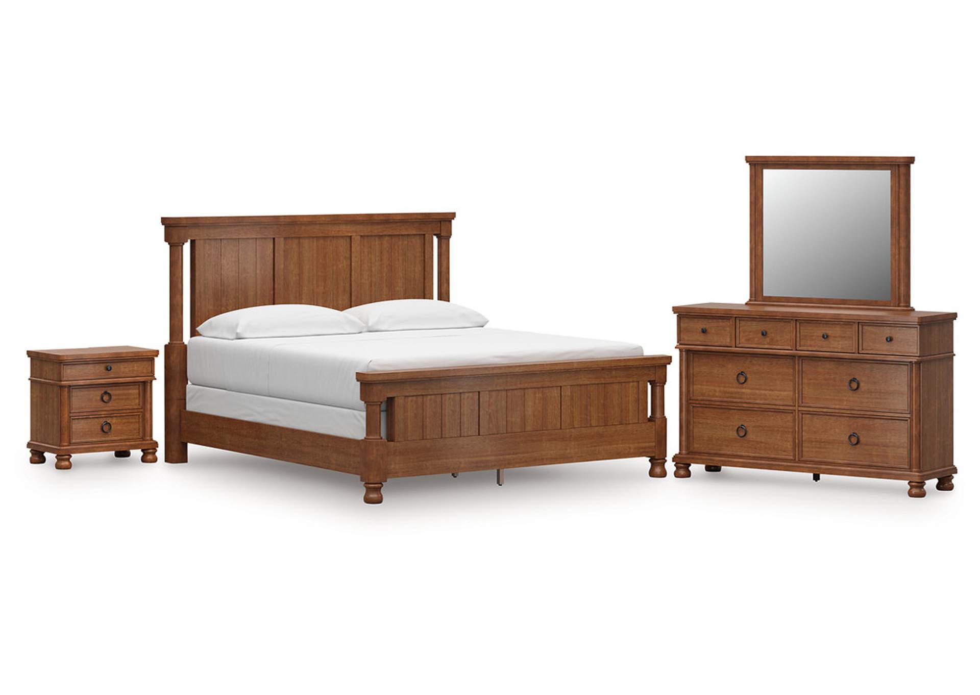 Chadworth California King Poster Bed with Mirrored Dresser and Nightstand image 1