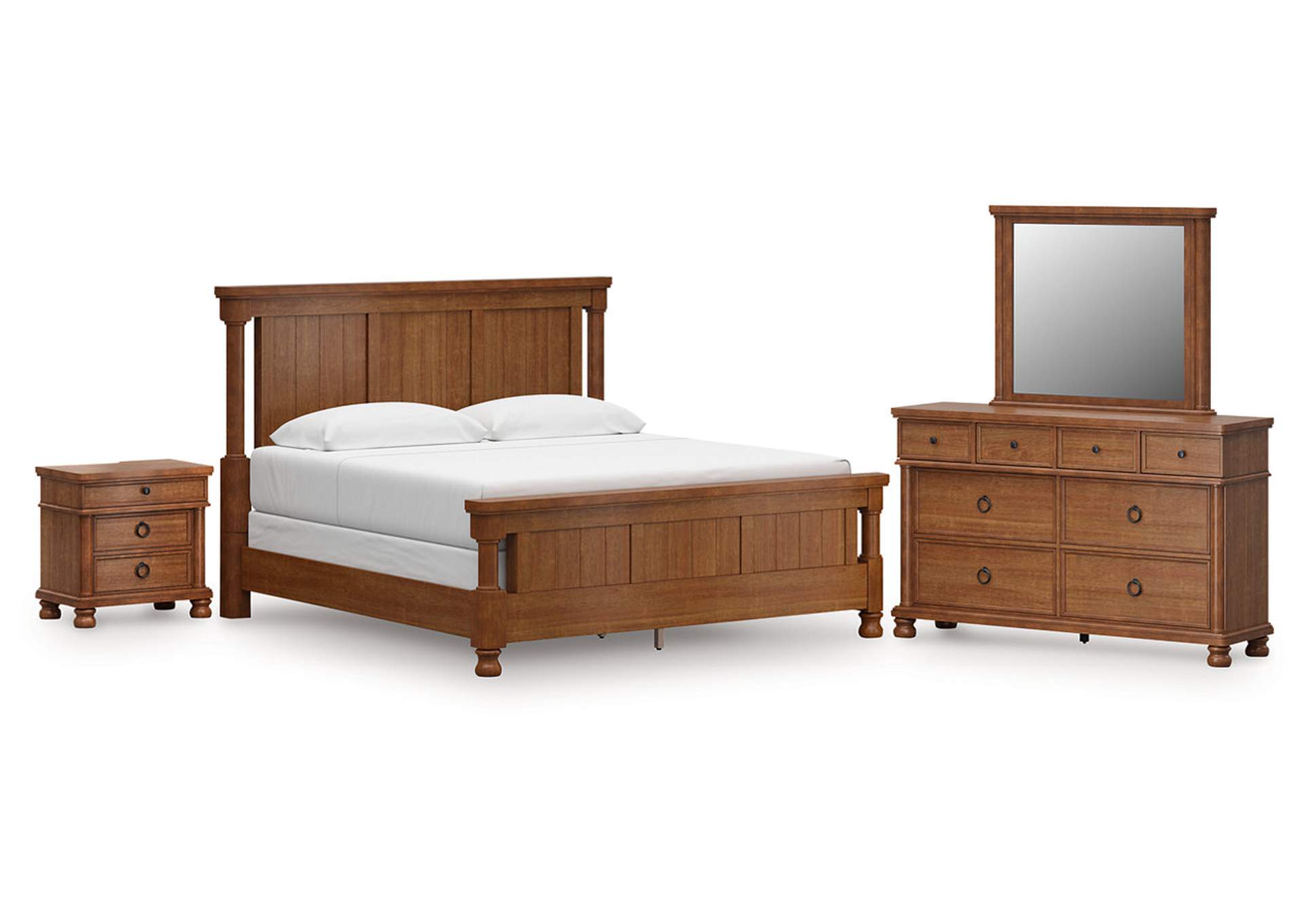 Chadworth California King Poster Bed with Mirrored Dresser and Nightstand image 1