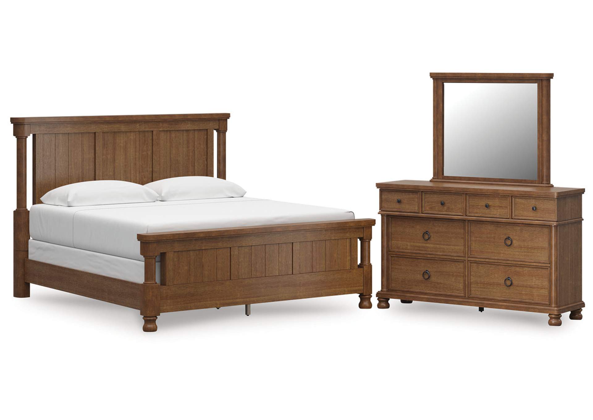 Chadworth California King Poster Bed with Mirrored Dresser image 1