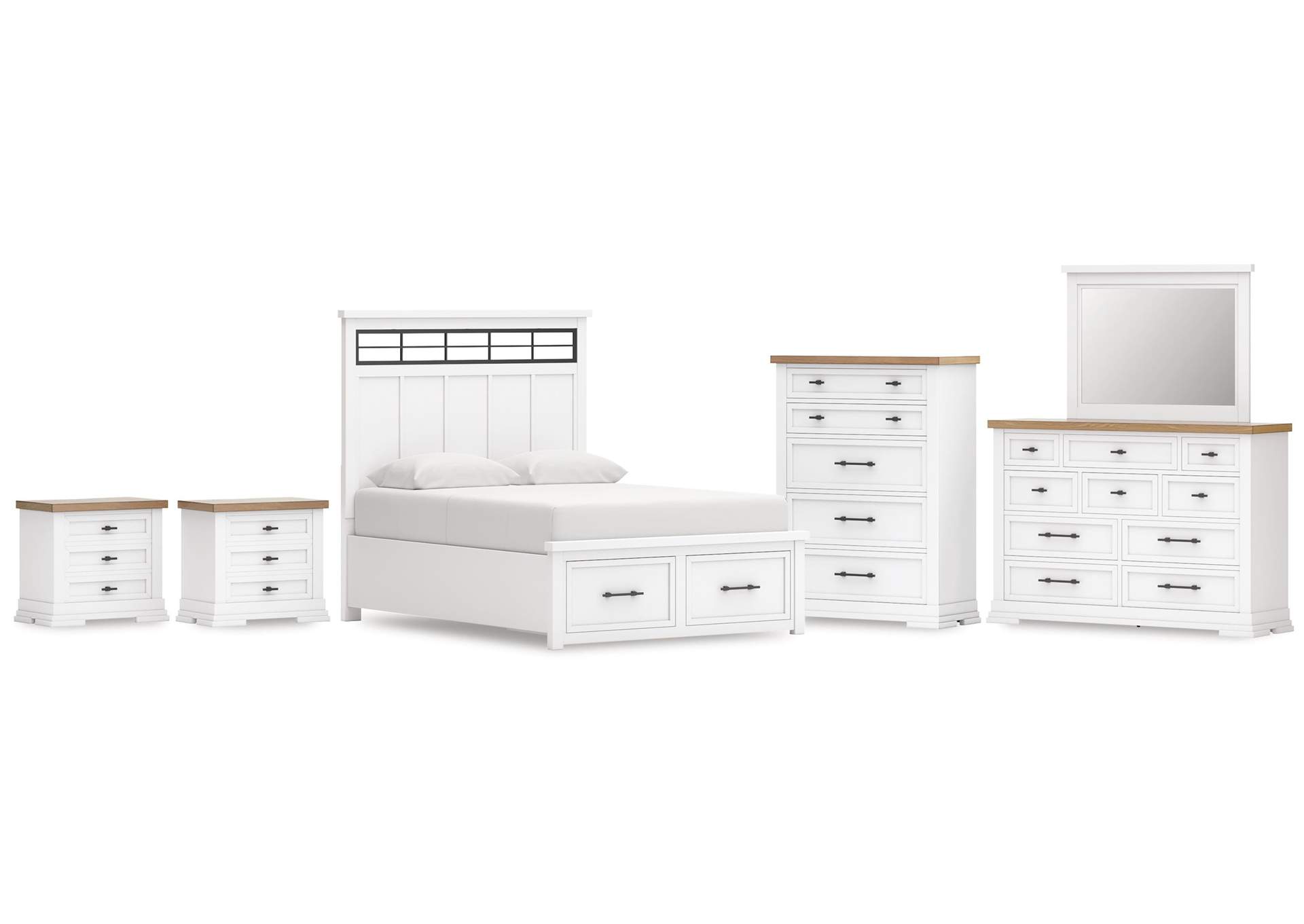 Ashbryn Queen Panel Storage Bed, Dresser, Mirror, Chest and 2 Nightstands image 1