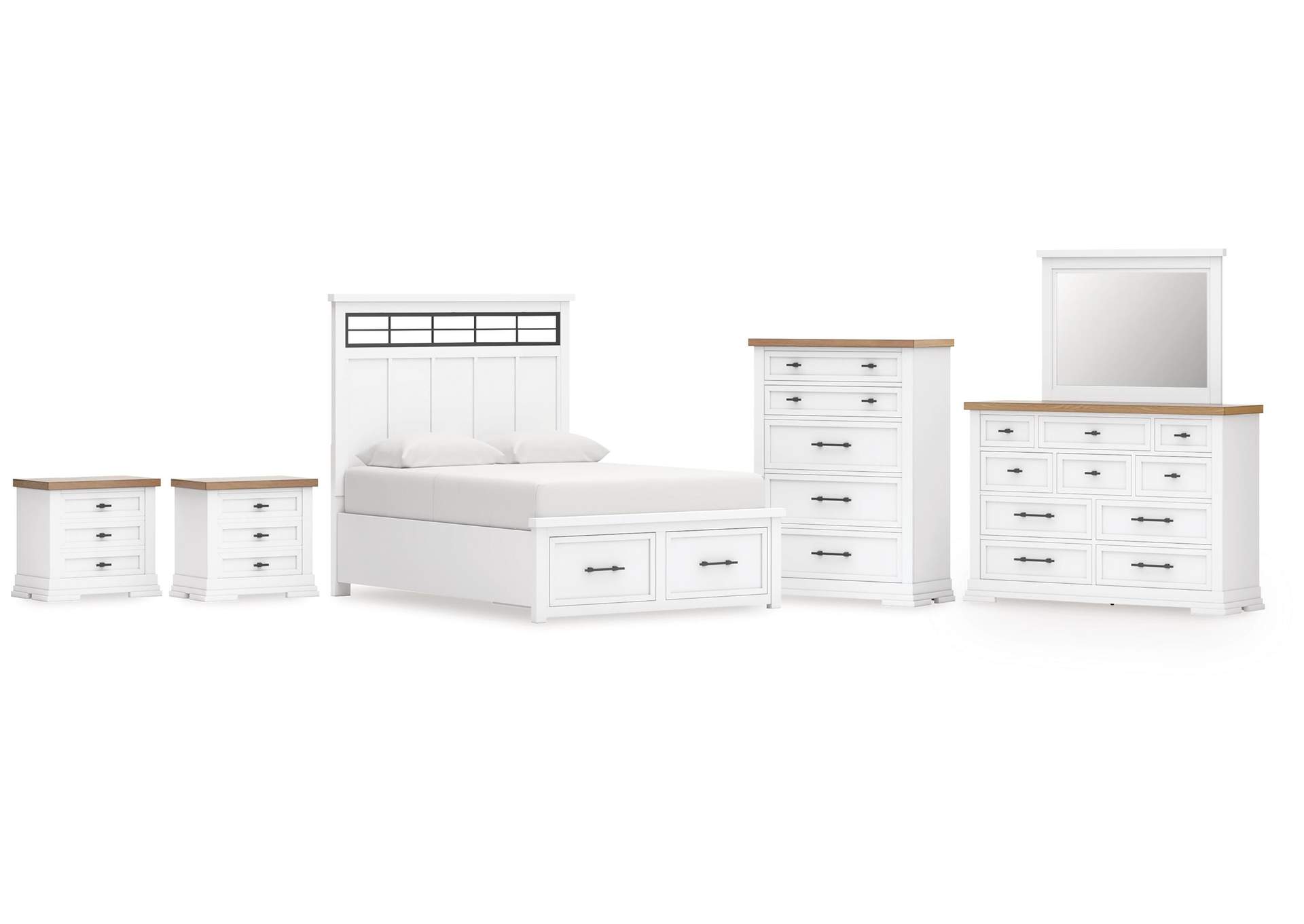 Ashbryn King Panel Storage Bed, Dresser, Mirror, Chest and 2 Nightstands image 1