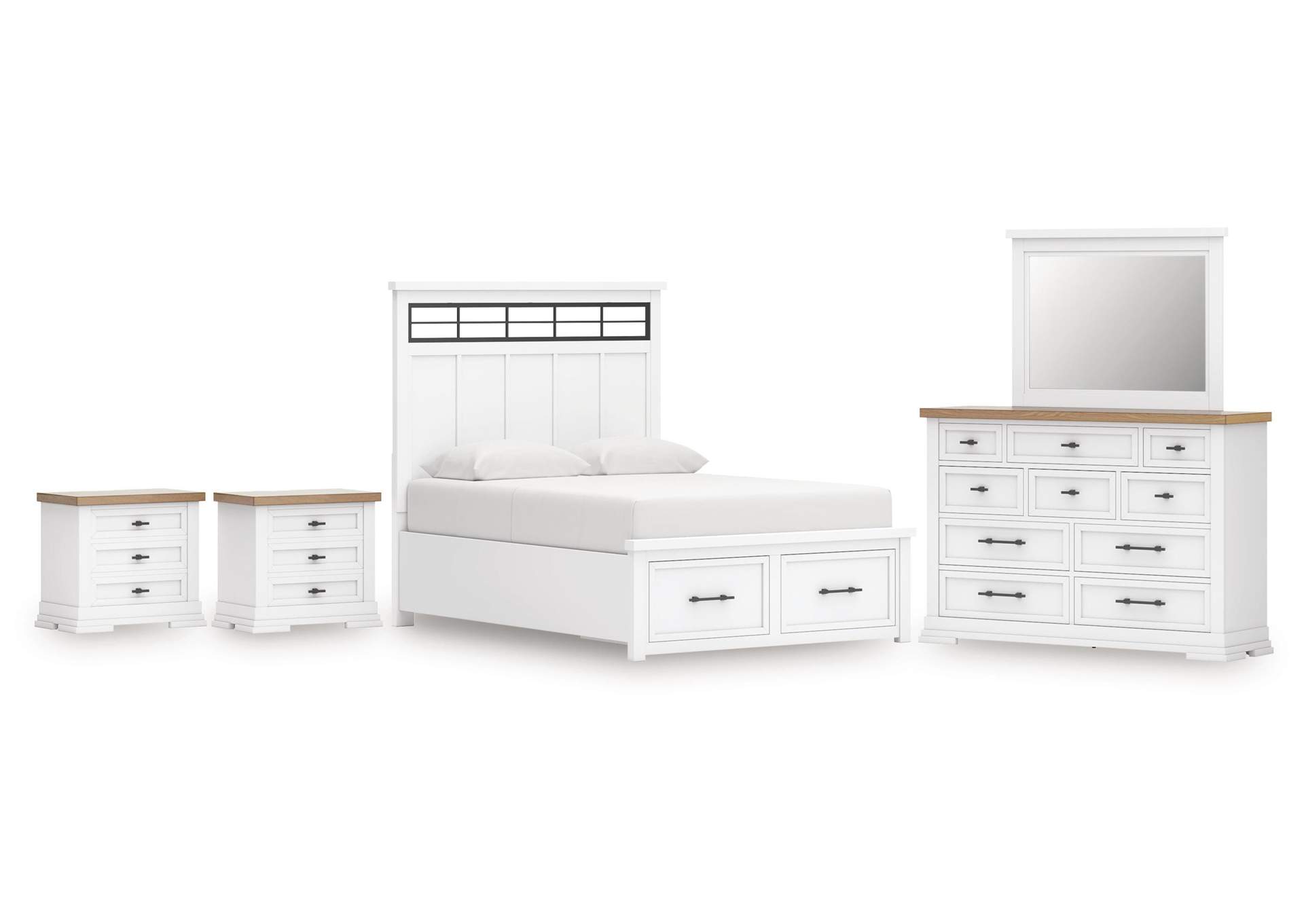 Ashbryn King Panel Storage Bed, Dresser, Mirror and 2 Nightstands image 1
