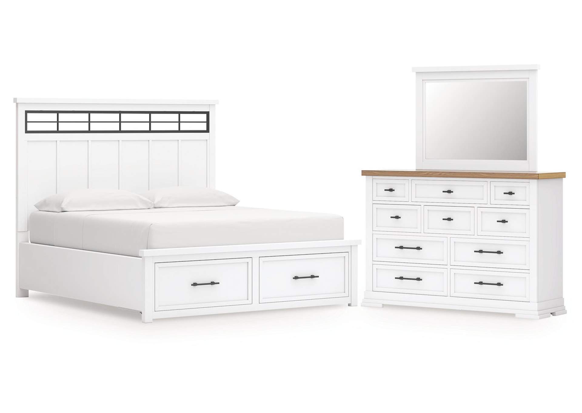 Ashbryn California King Panel Storage Bed with Mirrored Dresser image 1