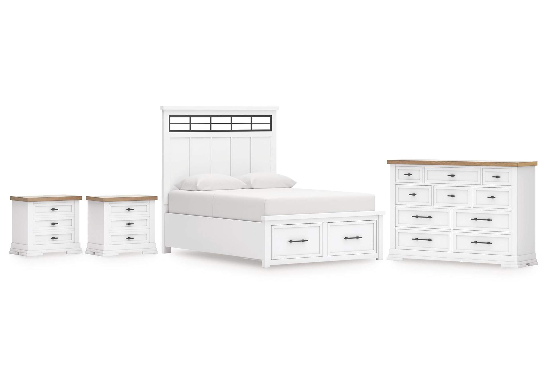 Ashbryn Queen Panel Storage Bed, Dresser and 2 Nightstands image 1