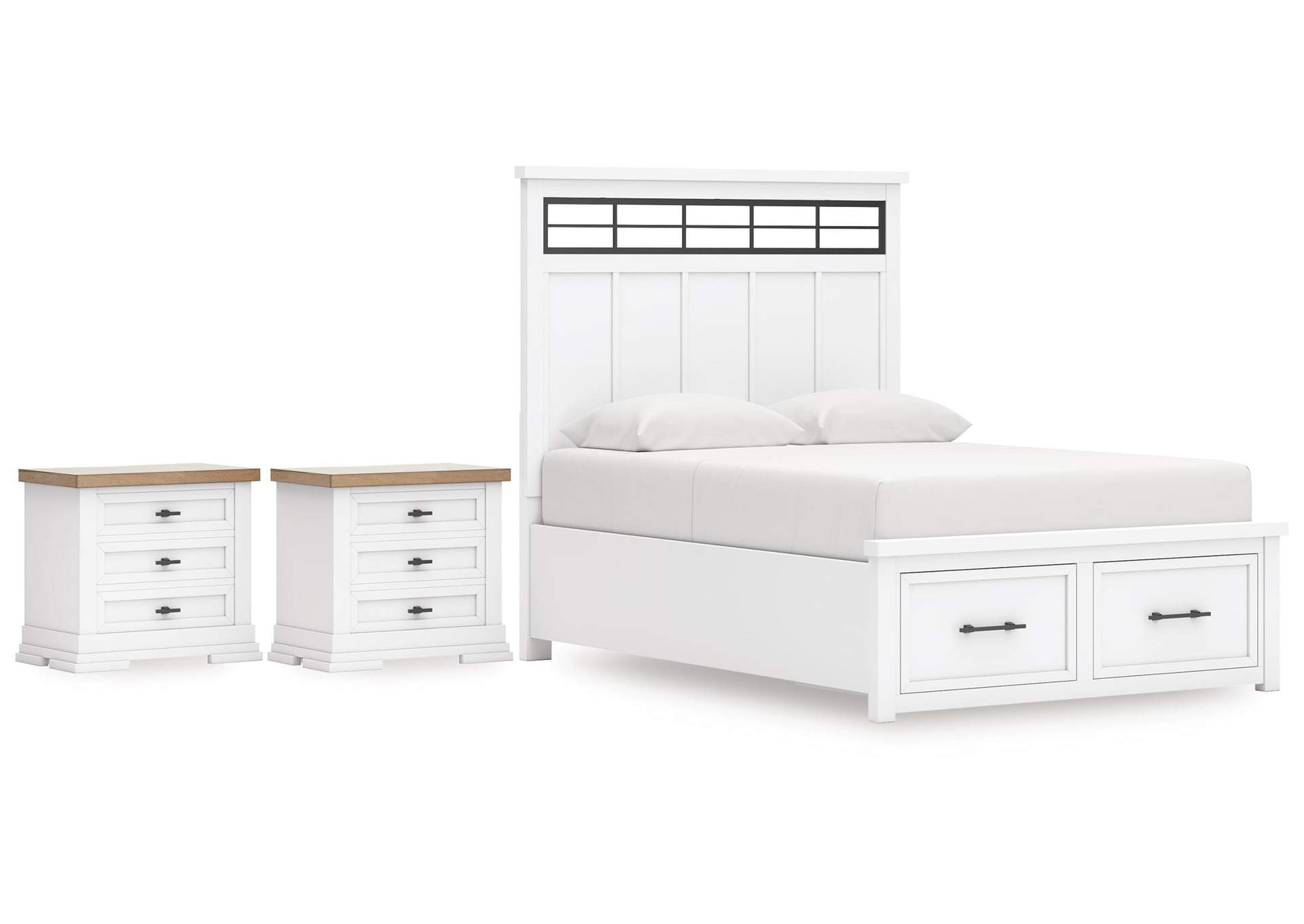 Ashbryn Queen Panel Storage Bed and 2 Nightstands image 1